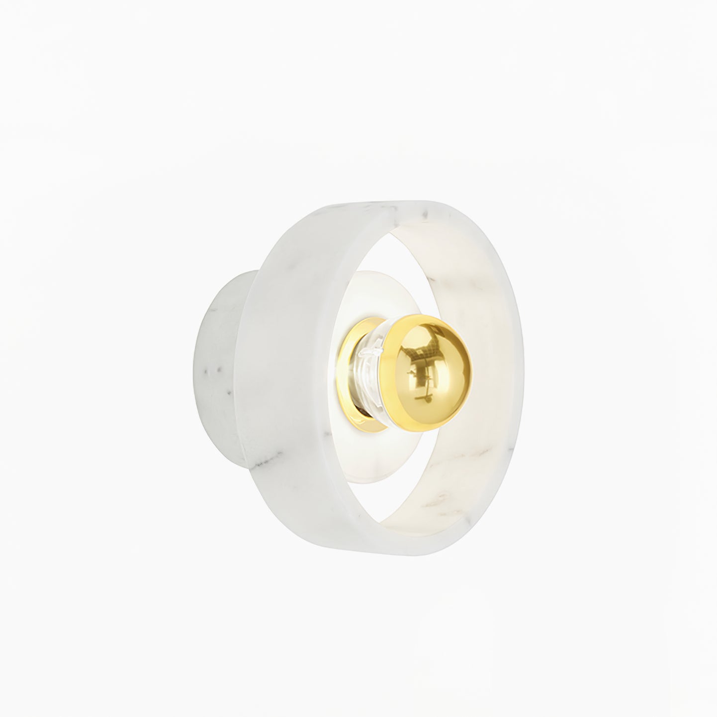 Marble Aura Wall Lamp ∅ 7.1″ x H 4.3″ / Gold & White / Warm Light Wall lamp