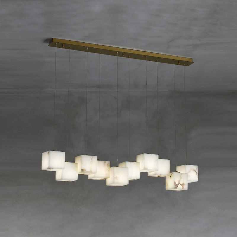 Alabaster Box Chandelier 10 heads L 47.2″ x W 4.7″x H 78.7″ / L 120cm x W 12cm x H 200cm / White Chandelier