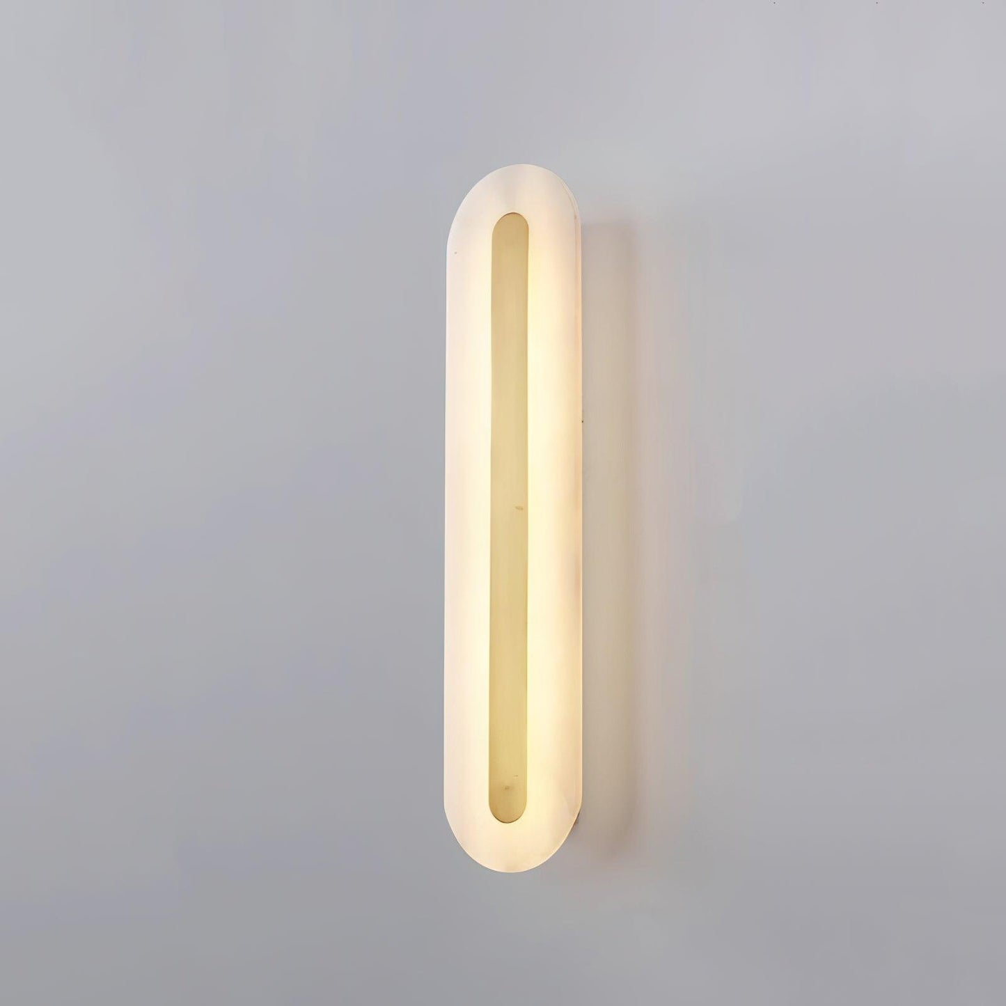 Alabaster Rounded Wall Light ∅ 5.5″ x H 23.6″ / Dia 14cm x H 60cm / White&Brass / Warm Light Wall lamp
