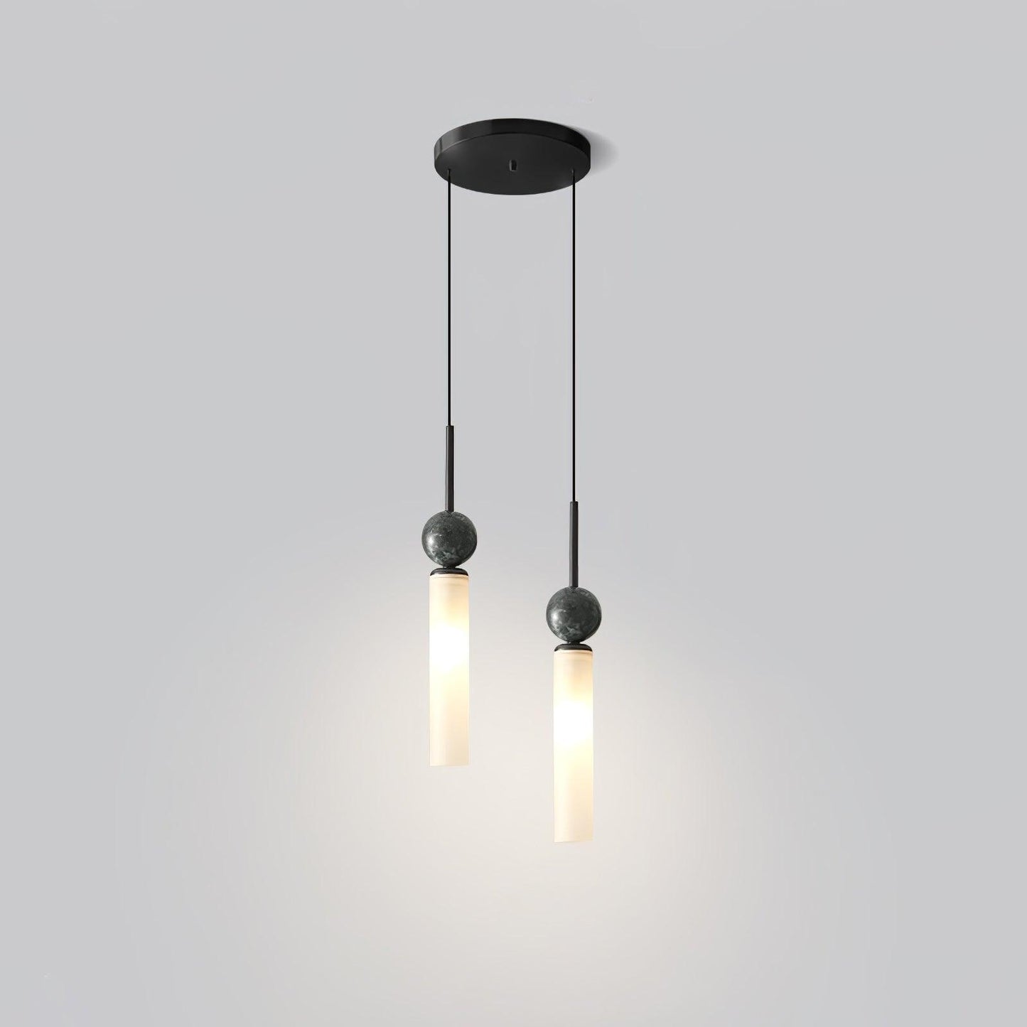 Marble Vertical Pendant Lamp 2 Heads ∅ 5.9″ x H 59.1″ / Dia 15cm x H 150cm / Black & White Pendant light