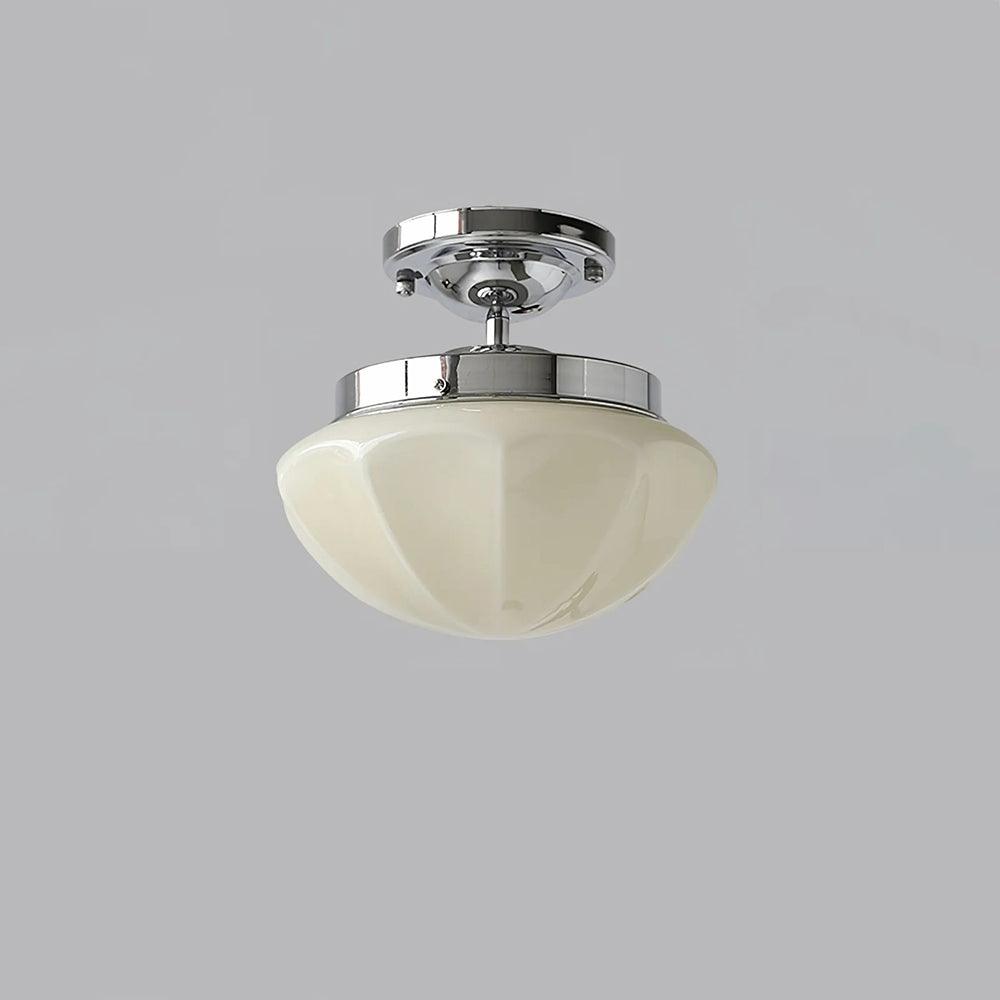 Marta Mini Ceiling Lamp ∅ 9.8″ x H 8.7″/ Dia 25cm x H 22cm / Chrome / Beige Ceiling lamp