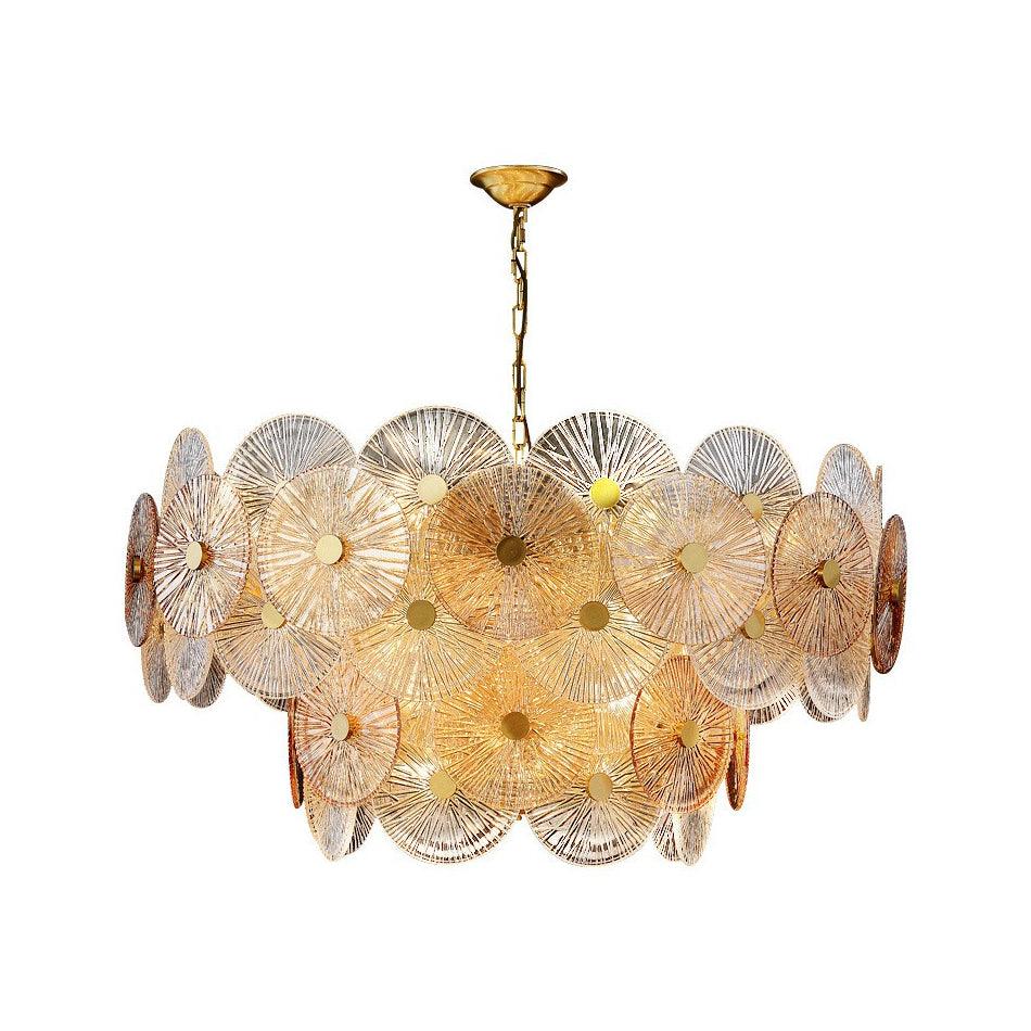 Maytoni Aster Chandelier ∅ 39.4″ x H 21.7″ / Dia 100cm x H 55cm / Gold & Amber Chandelier