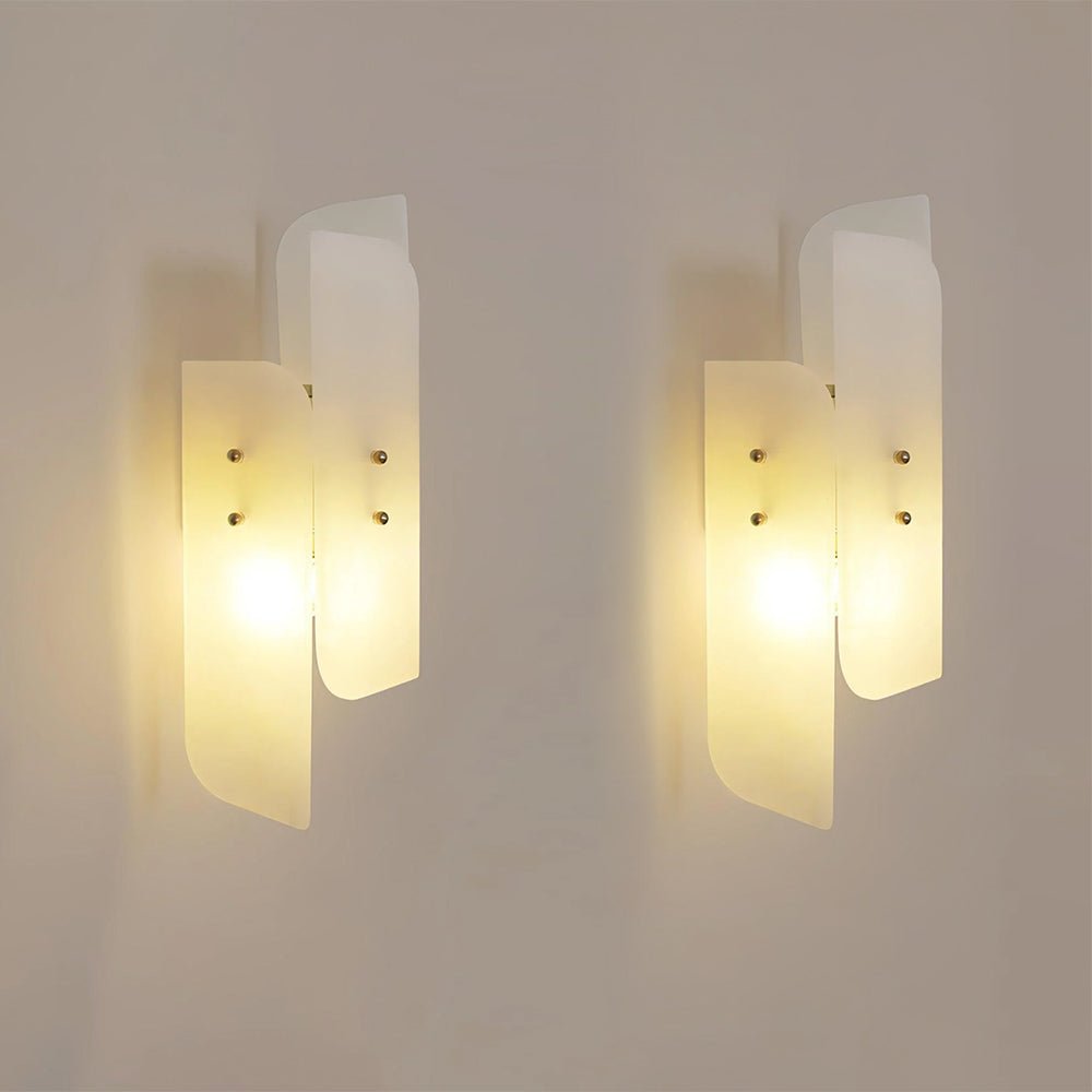 Megalith Alabaster Wall Light ∅ 5.9″ x H 15.7″ / Dia 15cm x H 40cm / Brass & White / Set of 2 Wall lamp