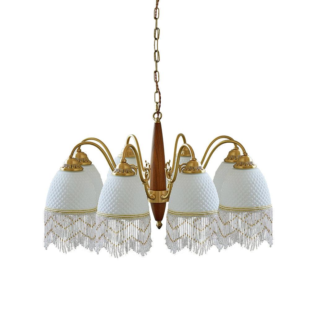 Mesh Tassel Glass Chandelier 8 heads ∅ 31.5″ x H 16.5″ / Dia 80cm x H 42cm / Brass + White Chandelier