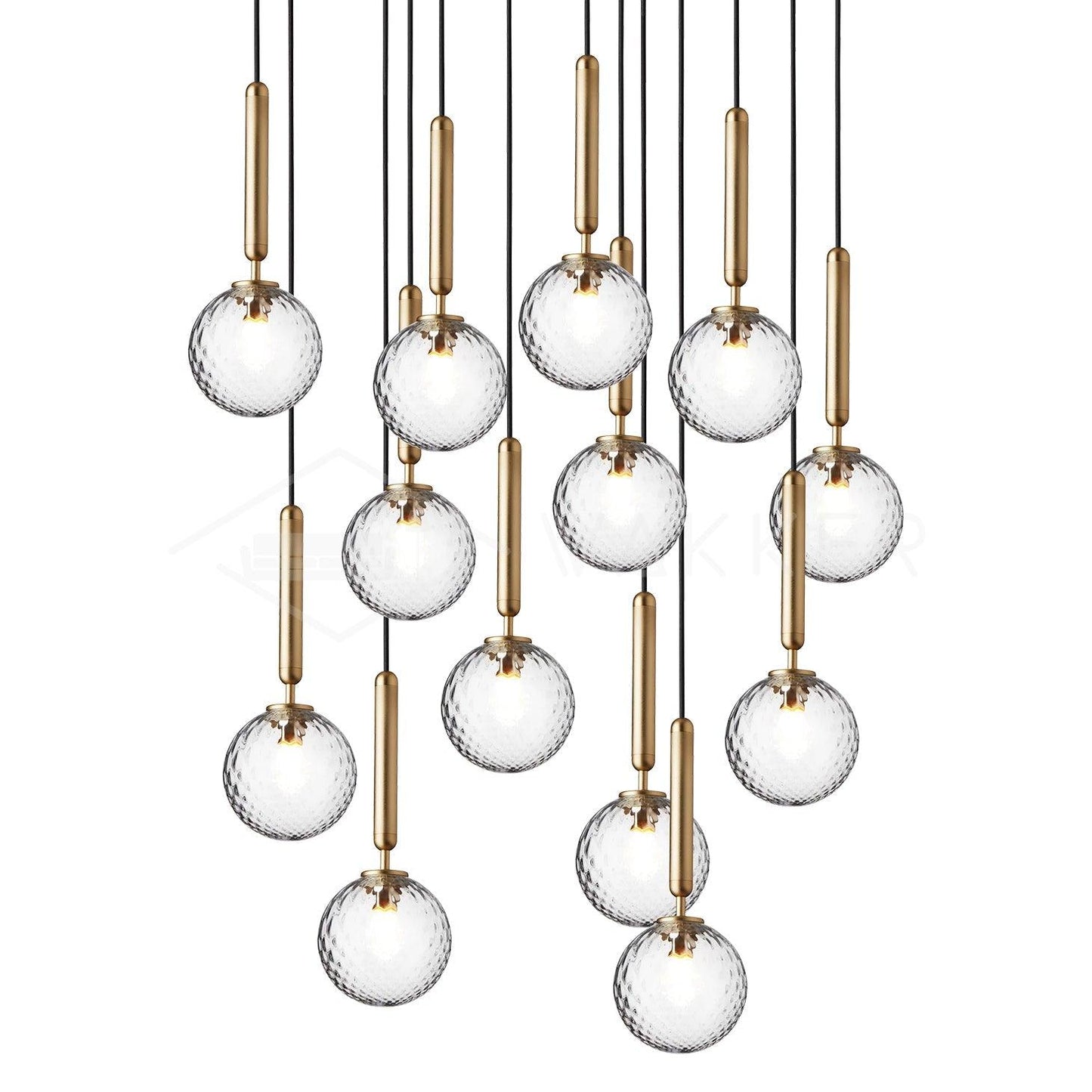 Miira Brass Pendant Light 13heads ∅ 23.6″ x H 78.7″ / Dia 60cm x H 200cm / Brass / Clear Pendant light