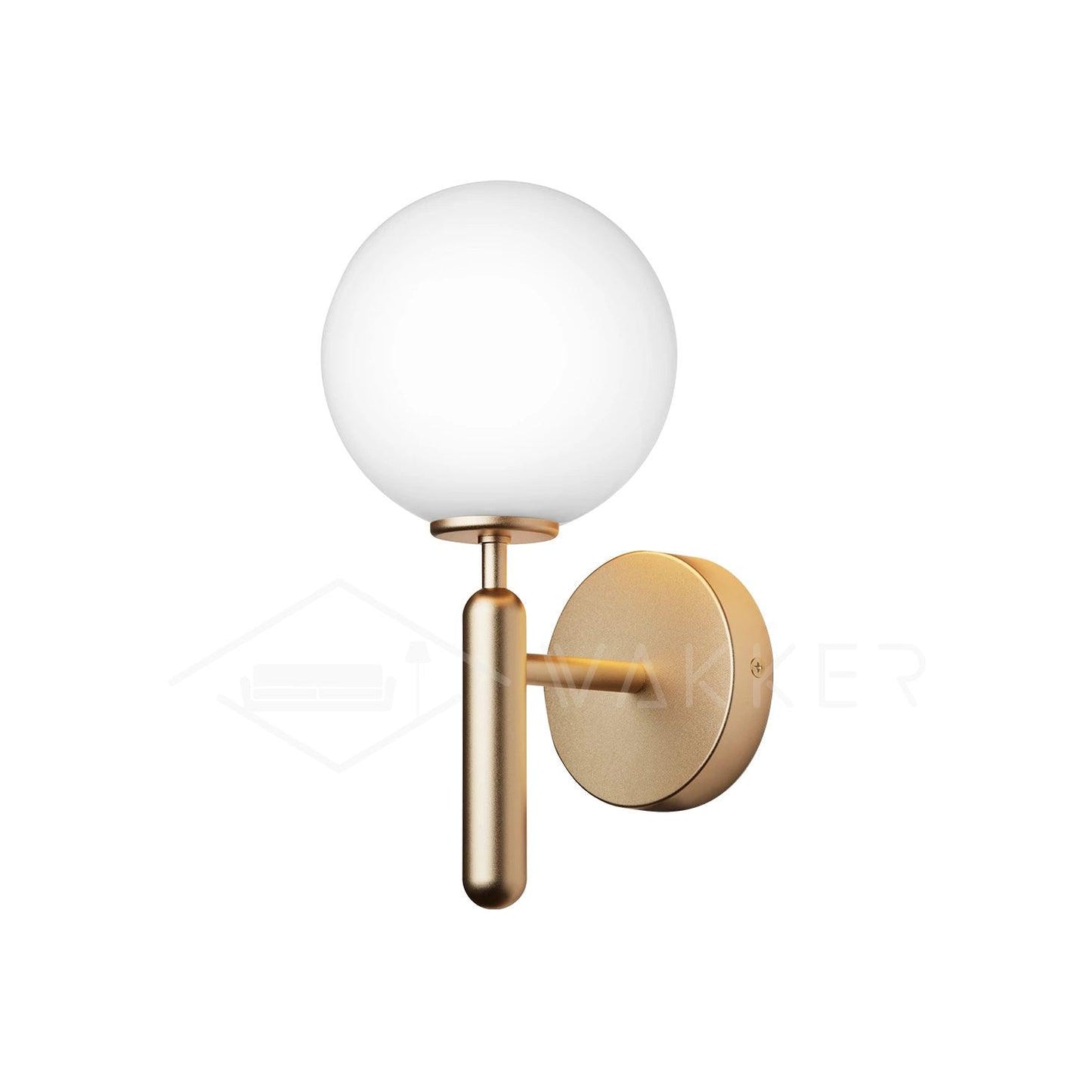 Miira Wall Light ∅ 5.9″ x H 13.4″ / Dia 15cm x H 34cm / Brass / White Wall lamp