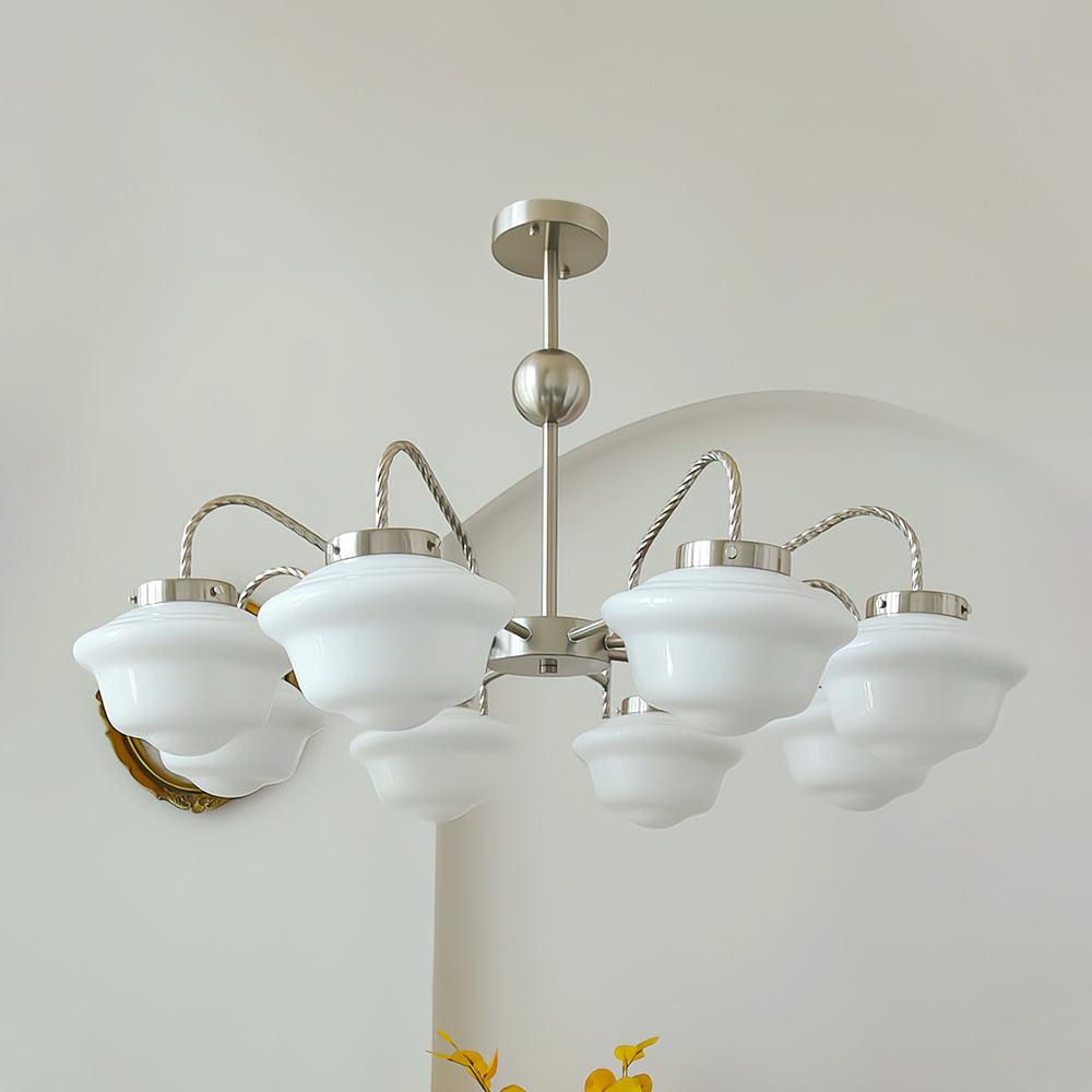 Minka Lavery Chandelier 8 Heads ∅ 35.4″ x H 23.6″ / Dia 90cm x H 60cm / Chrome & White Chandelier