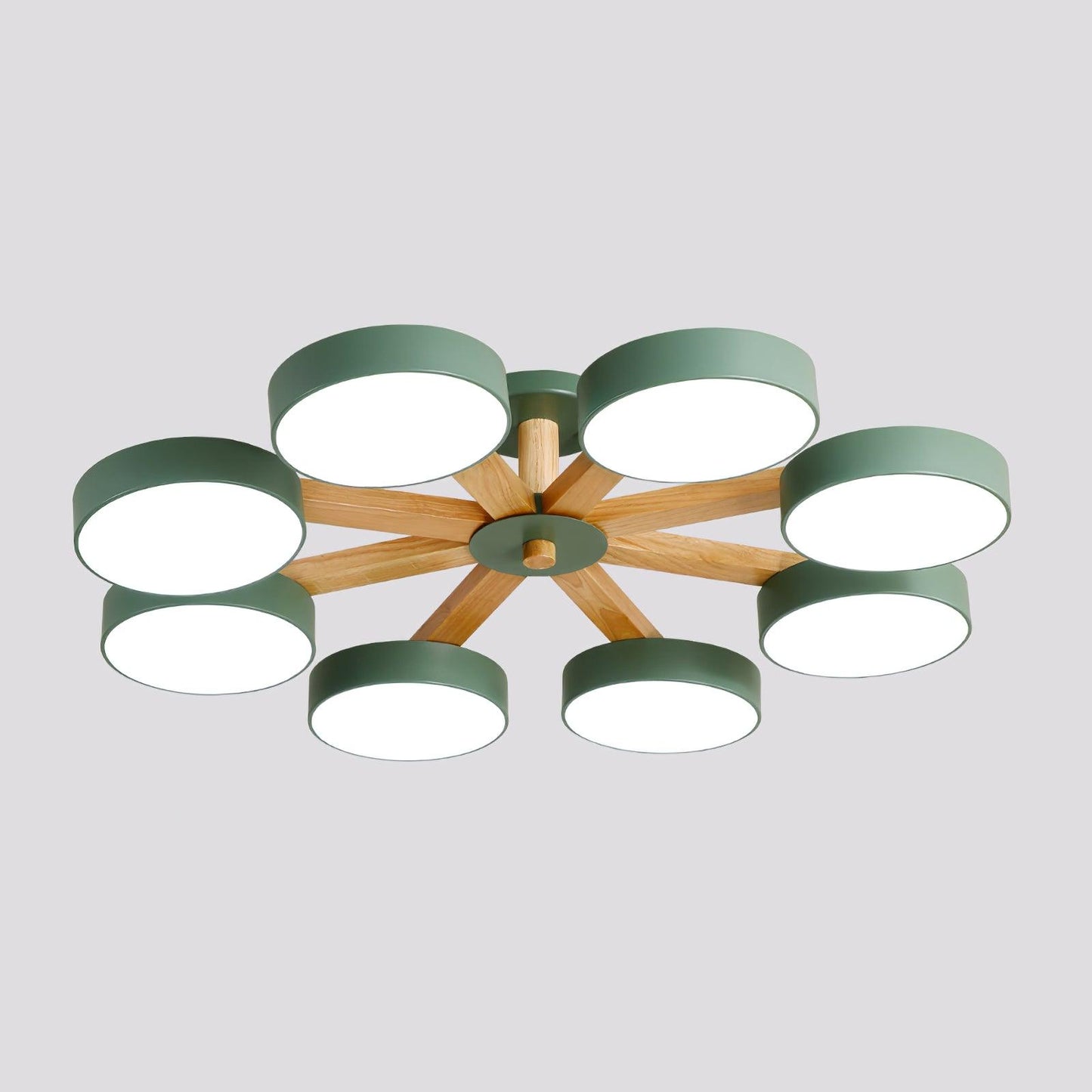 Modern Multi Stem Chandelier 8 heads ∅ 37.8″ x H 8.7″ / Dia 96cm x H 22cm / Green / Warm Light Chandelier