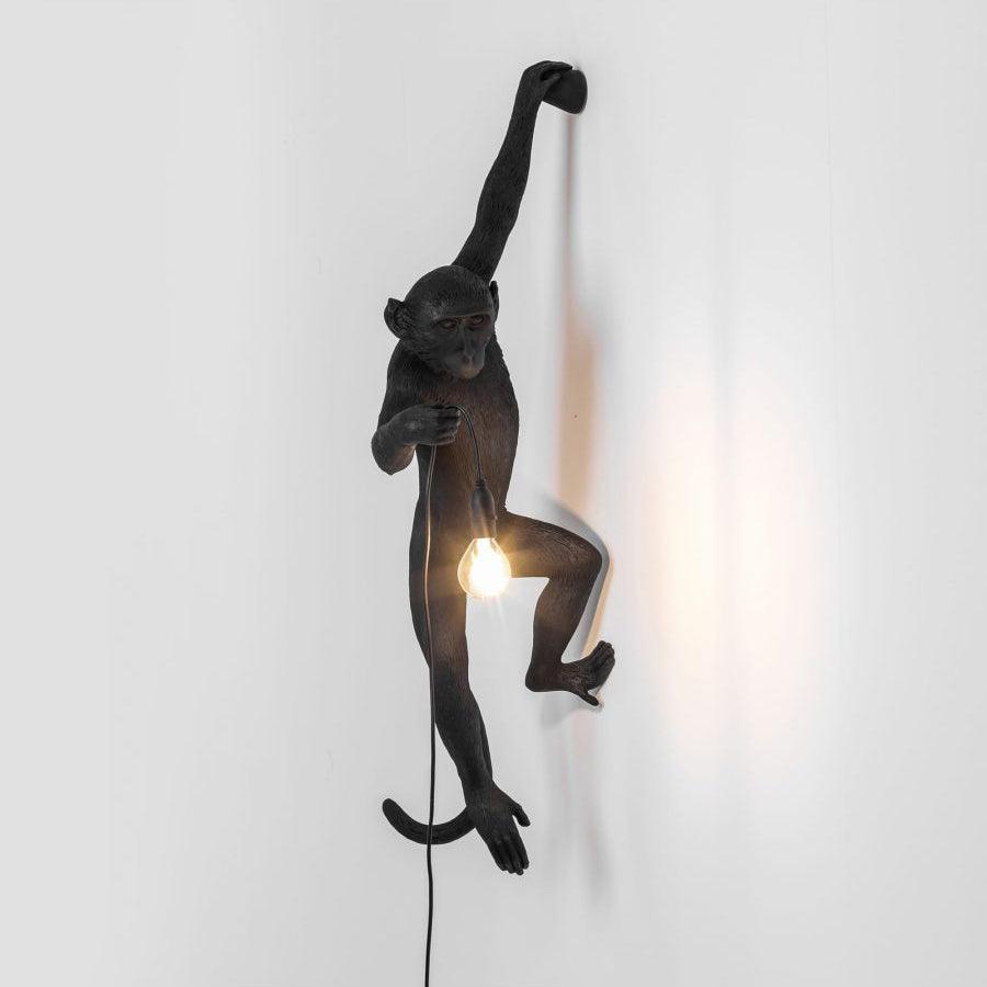 Monkey Wall Lamp Left: L 14.6″ x W 8.1″ x H 30.1″ / L 37cm x W 20.5cm x H 76.5cm / Black / US Plug Wall lamp