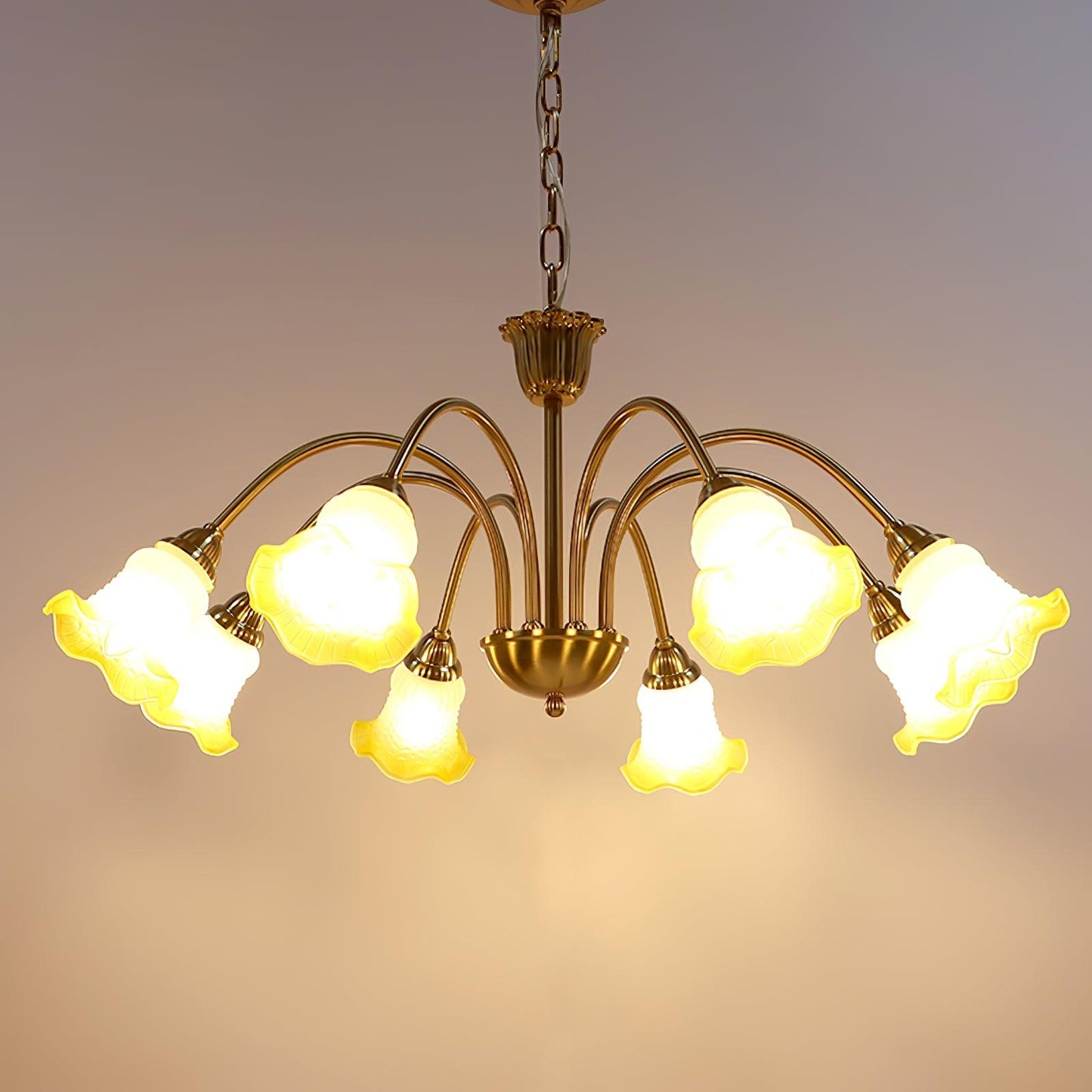 Morning Glory Chandelier 8 heads ∅ 33.5″ x H 29.5″ / Dia 85cm x H 75cm / Yellow Chandelier
