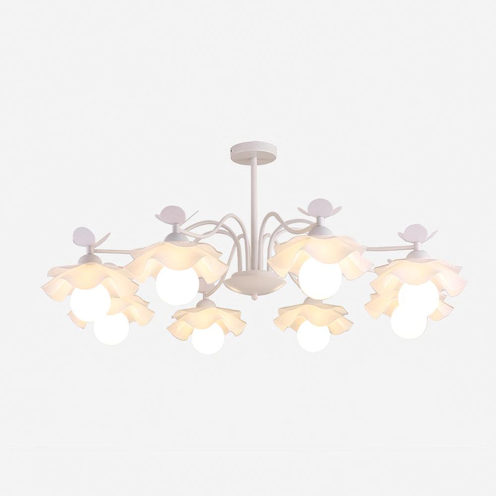 Murano Acrylic Chandelier 8 Heads: ∅ 39.4″ x H 9.8″ / Dia 100cm x H 25cm / White Chandelier