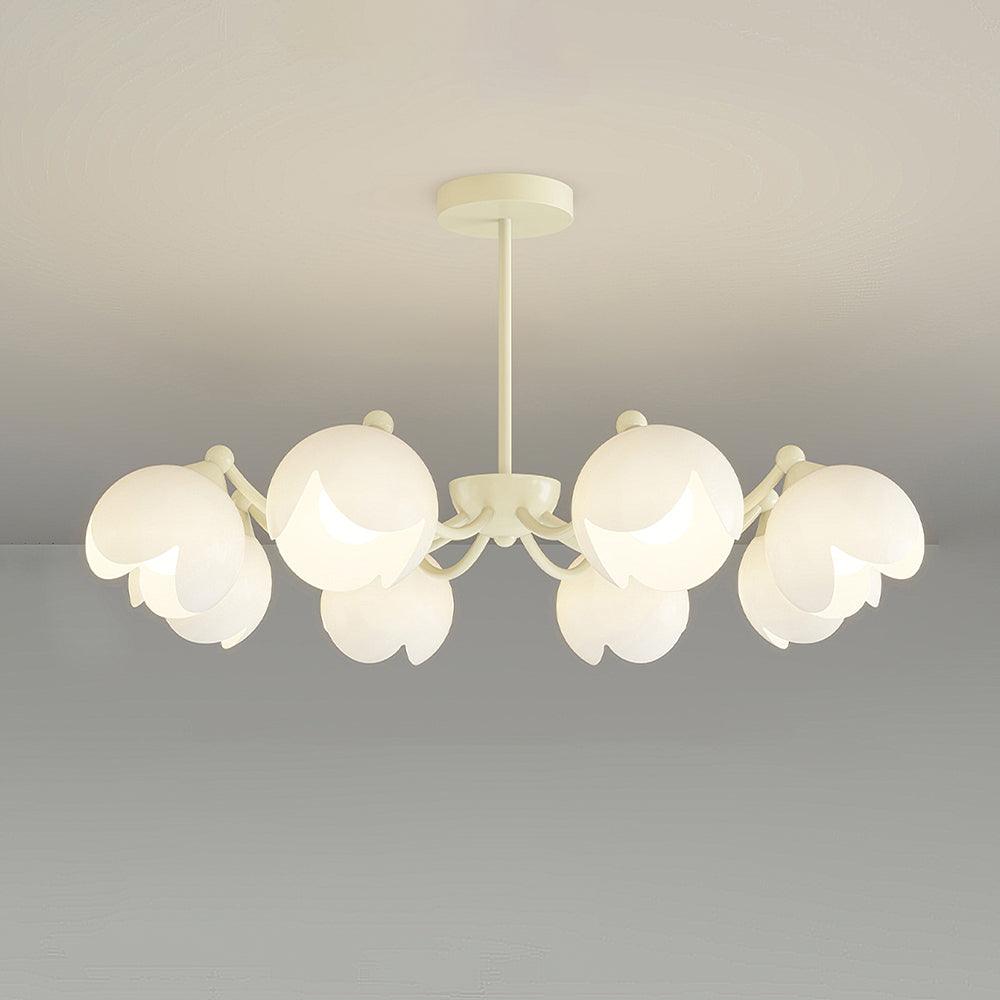 Murano Cream Chandelier 8 Heads: ∅ 35.4″ x H 7.9″ / Dia 90cm x H 20cm / White Chandelier