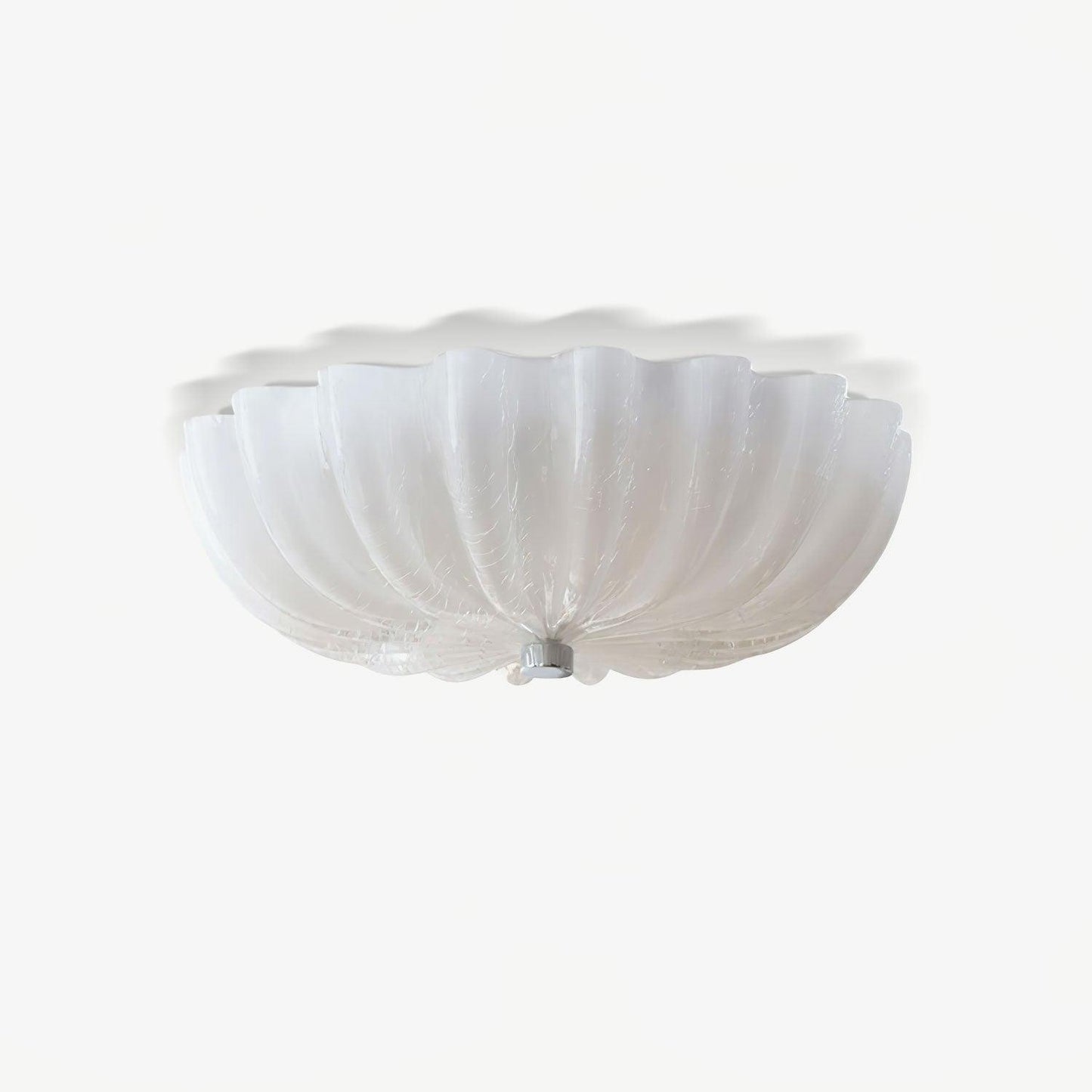 Murano Glass Flush Ceiling Light 3 Heads ∅ 13.8″ x H 3.9″ / Dia 35cm x H 10cm / White Ceiling lamp