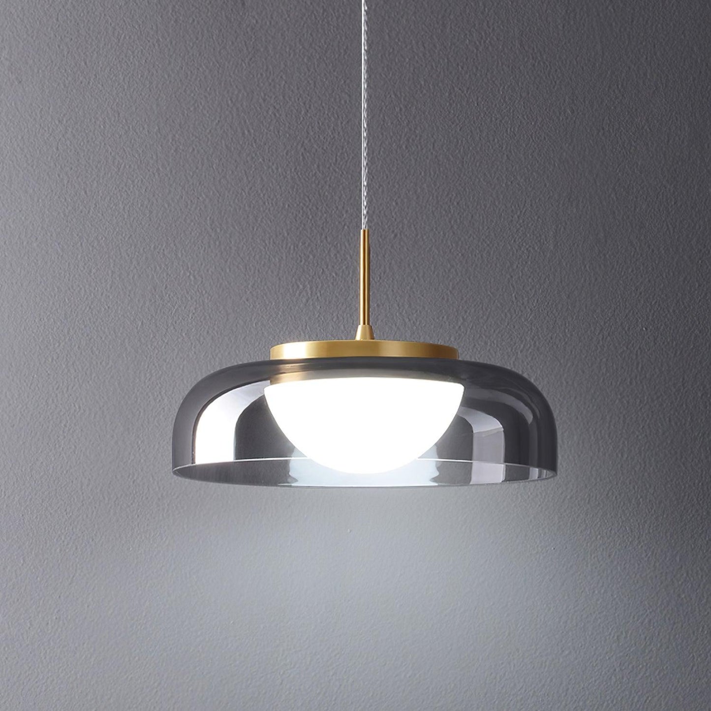 Mystic Eclipse Pendant Lamp ∅ 8.7″ x H 3.1’’ / Dia 22cm x H 8cm / Gold & Smoke Grey / Cool Light Pendant light