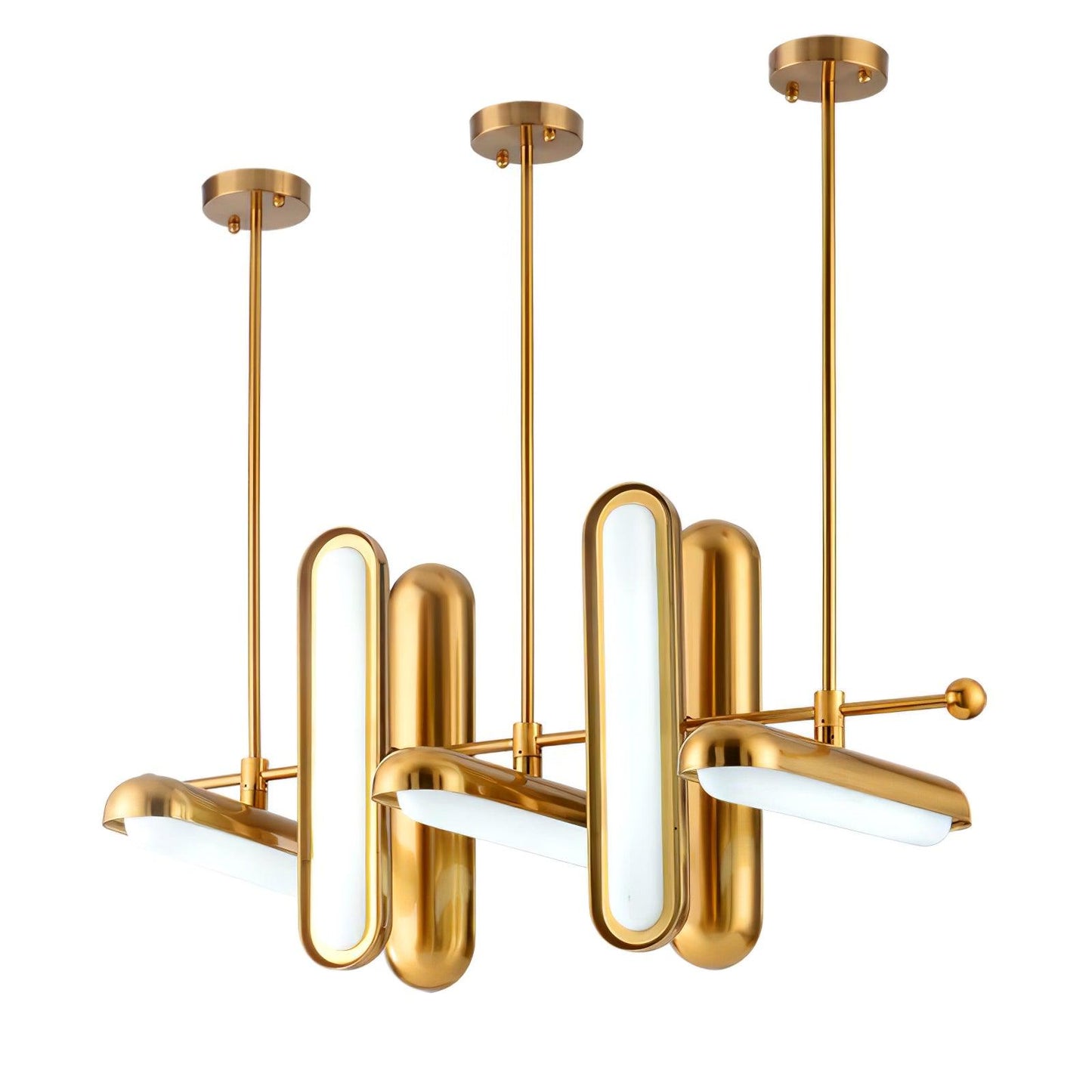 Capsule Chandelier ∅ 39.4″ x H 18.1″ / Dia 100cm x H 46cm / Gold & Frosted White / Warm White Chandelier