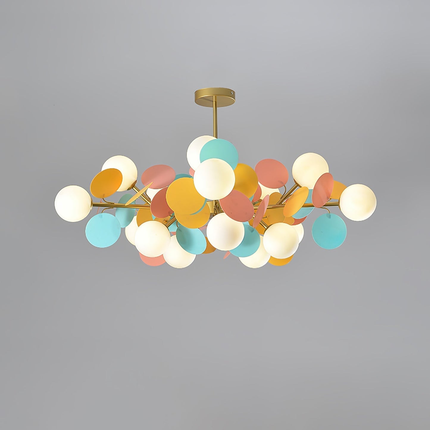 Off White Tree Chandelier 15 heads ∅ 35.4″ x H 11.8″ / Dia 90cm x H 30cm / Gold & Colorful Chandelier