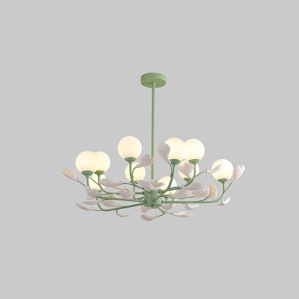 Opal Glass Chandelier 10 Heads: ∅ 31.5″ x H 9.8″ / Dia 80cm x H 25cm / Green Chandelier