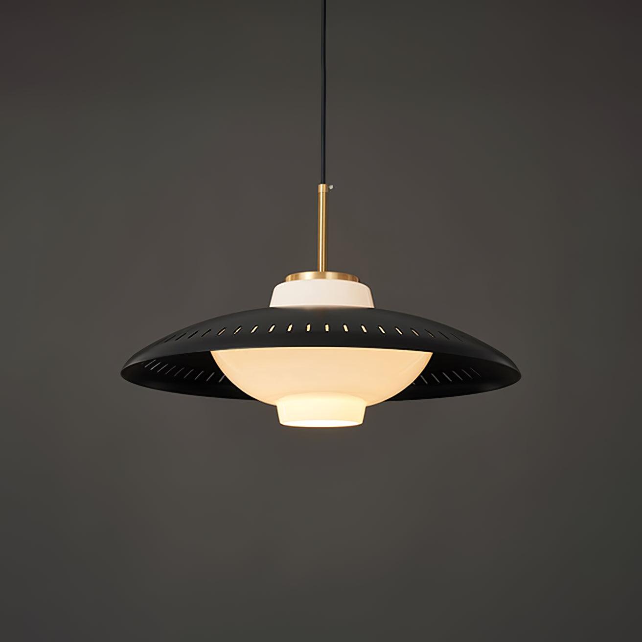 Opal Shade Pendant Lamp ∅ 17.7″ x H 8.8″/ Dia 45cm x H 22.5cm / Black Pendant light