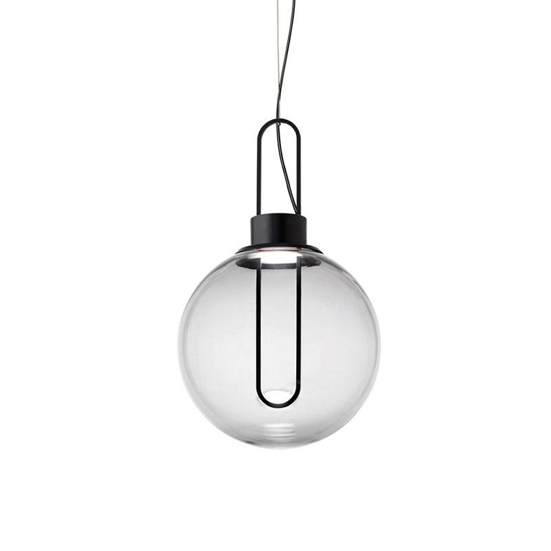 Orb Pendant Lamp ∅ 9.8″ / Dia 25cm / Black + Clear glass / Warm White Pendant light