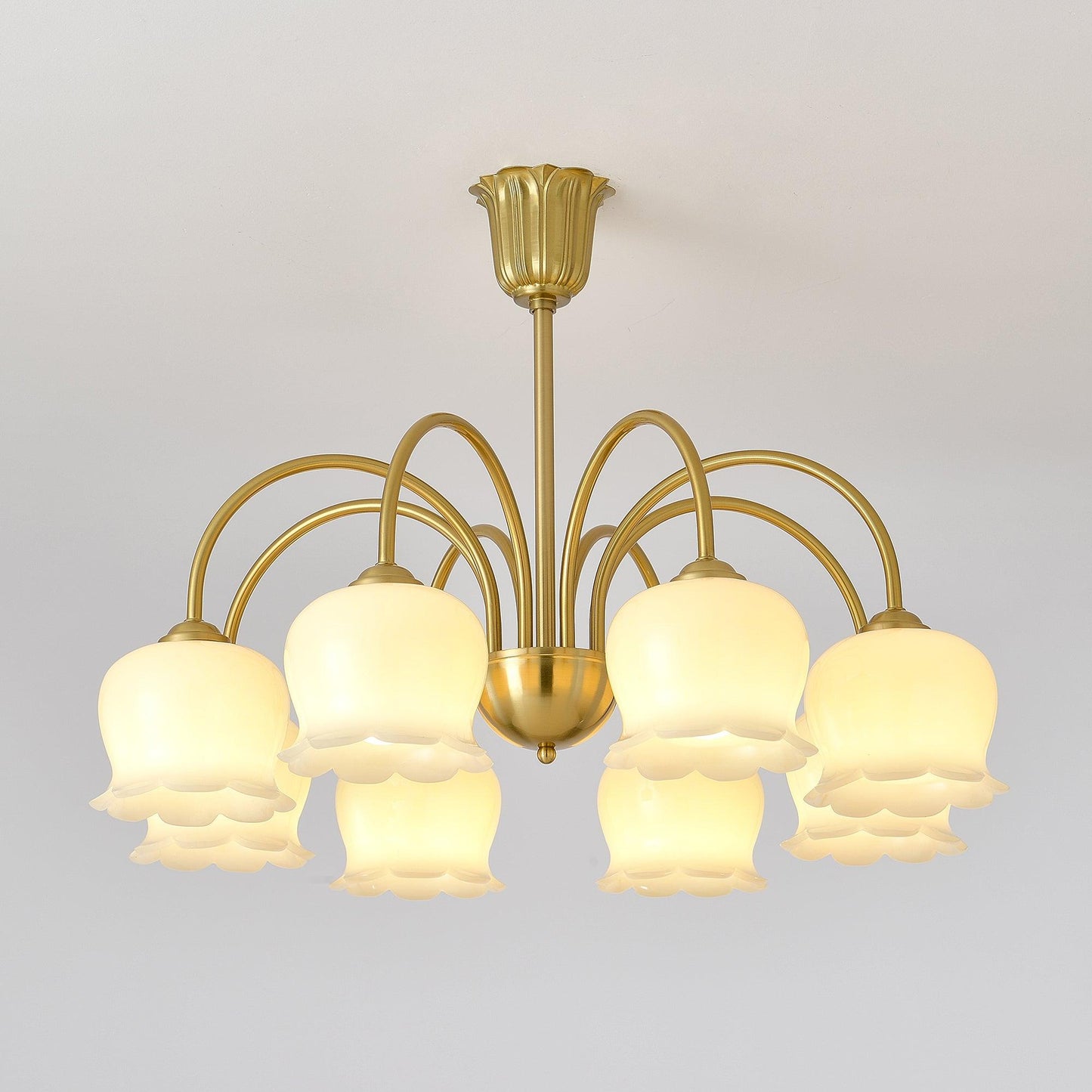 Orchids Brass Chandelier 8 Heads ∅ 31.4″ x H 22.8″ / Dia 80cm x H 58cm / Brass & Beige Chandelier