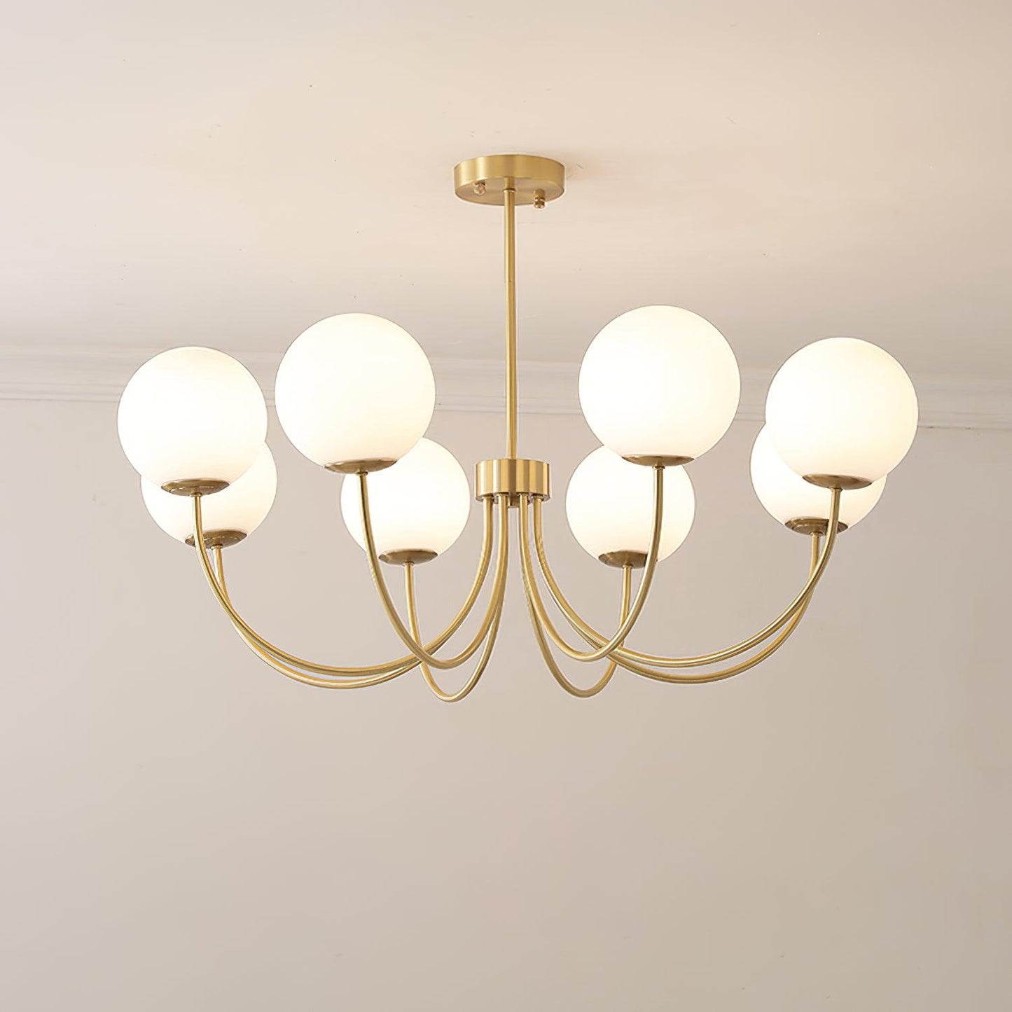 Orillia Chandelier 8 heads ∅ 35.4″ x H 20.4″ / Dia 90cm x H 52cm / Brass + White Chandelier