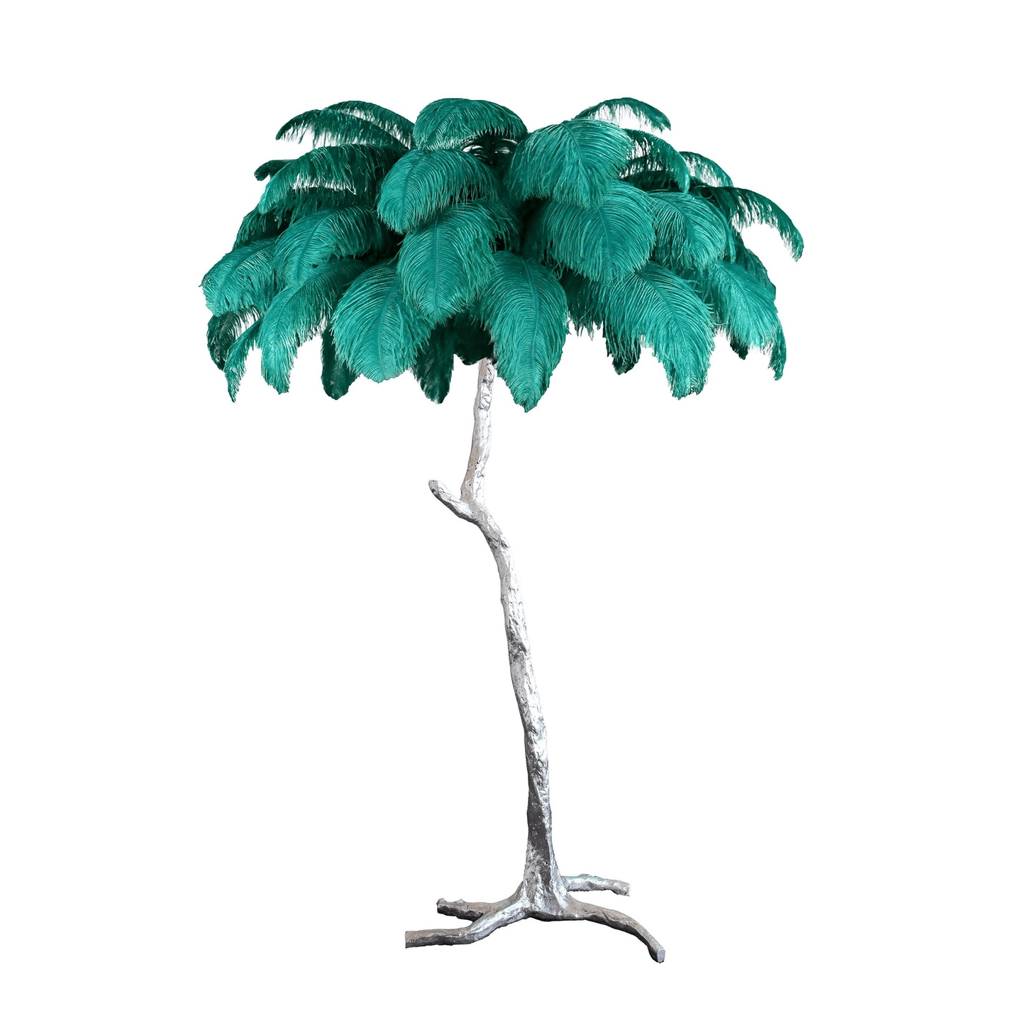 Ostrich Feather Brass Floor Lamp Silver / Peacock green / US Plug Floor lamp