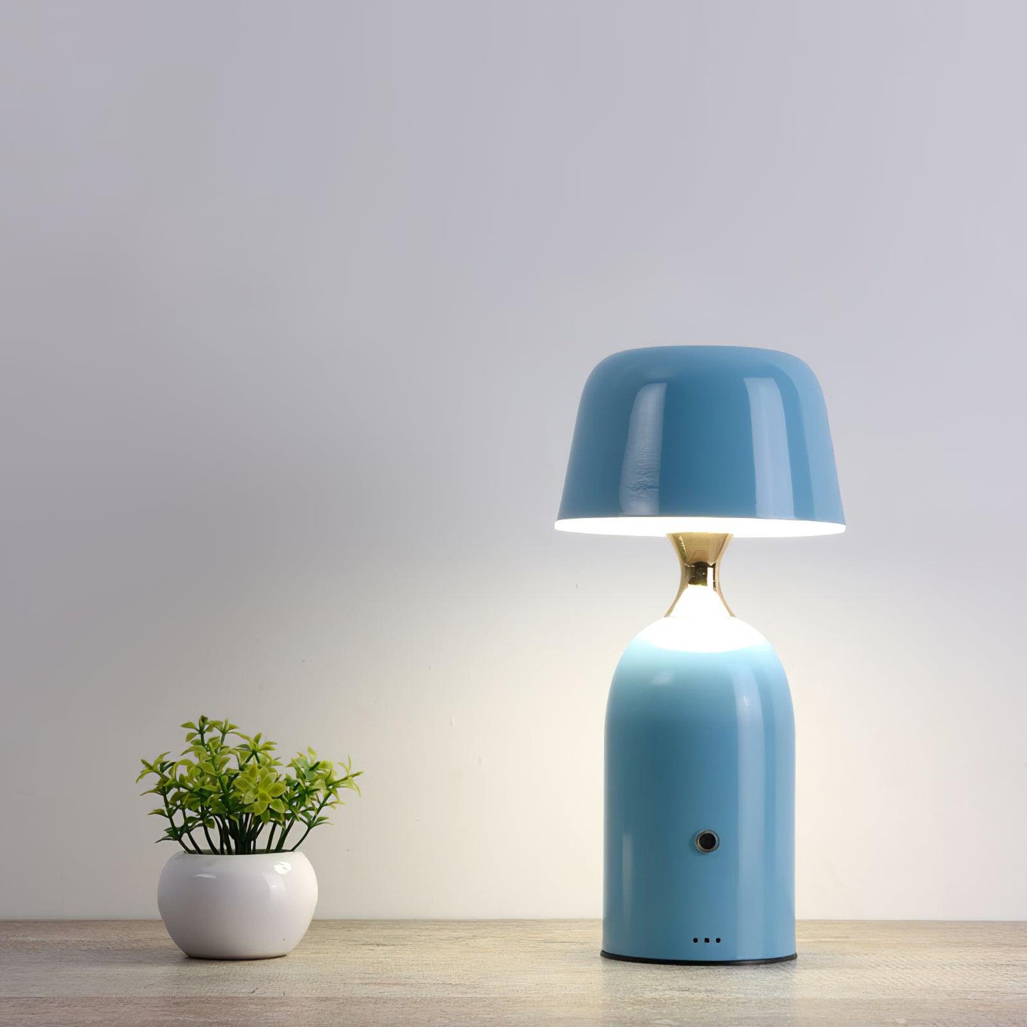 Ouliope Built-in Battery Table Lamp ∅ 4.5″ x H 9.8″/ Dia 11.5cm x H 25cm / Blue / Touch Table lamp