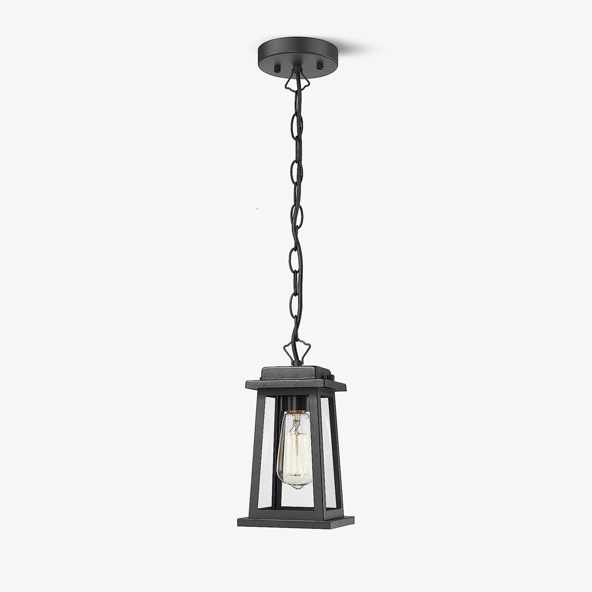 Outdoor Lantern Pendant Lamp ∅ 5.1″ x H 9.1″ / Dia 13cm x H 23cm / Black Pendant light