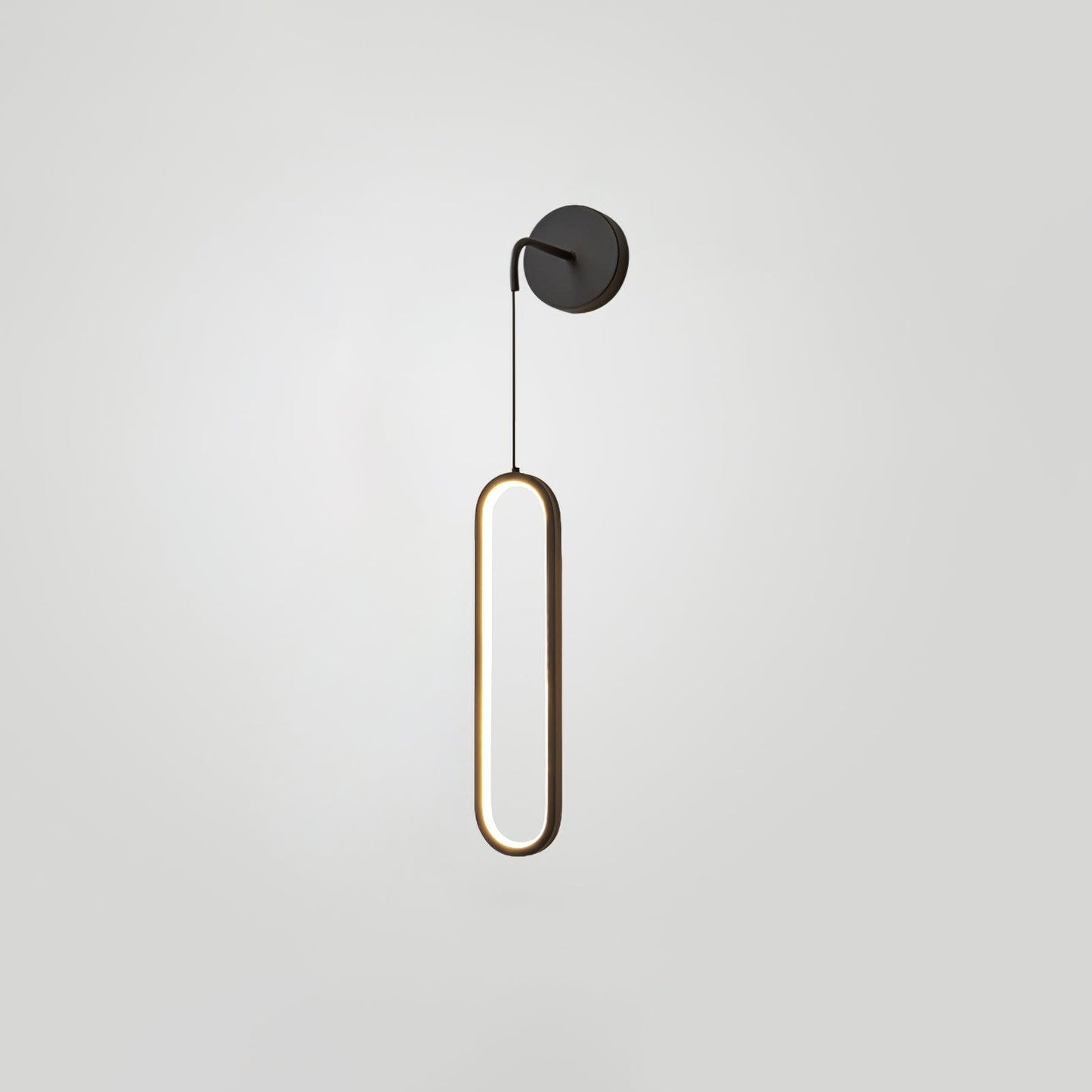 Oval LED Brass Wall Lamp Dia 9cm x H 68cm / ∅ 3.5″ x H 26.8″ / Black / Three-Color Changing Light Wall lamp