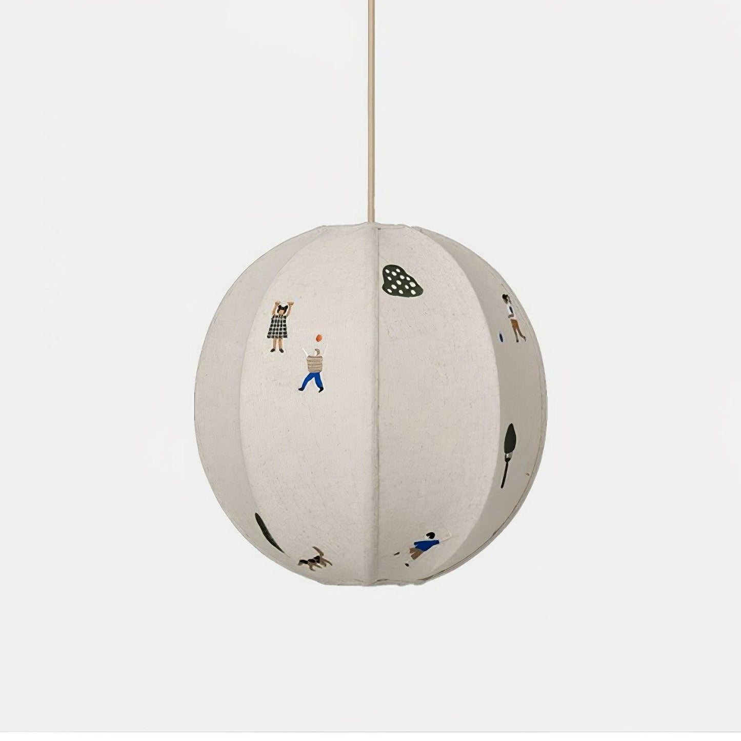 Park Embroidered Textile Pendant Lamp ∅ 17.7″ x H 17.7″ / Dia 45cm x H 45cm / White Pendant light