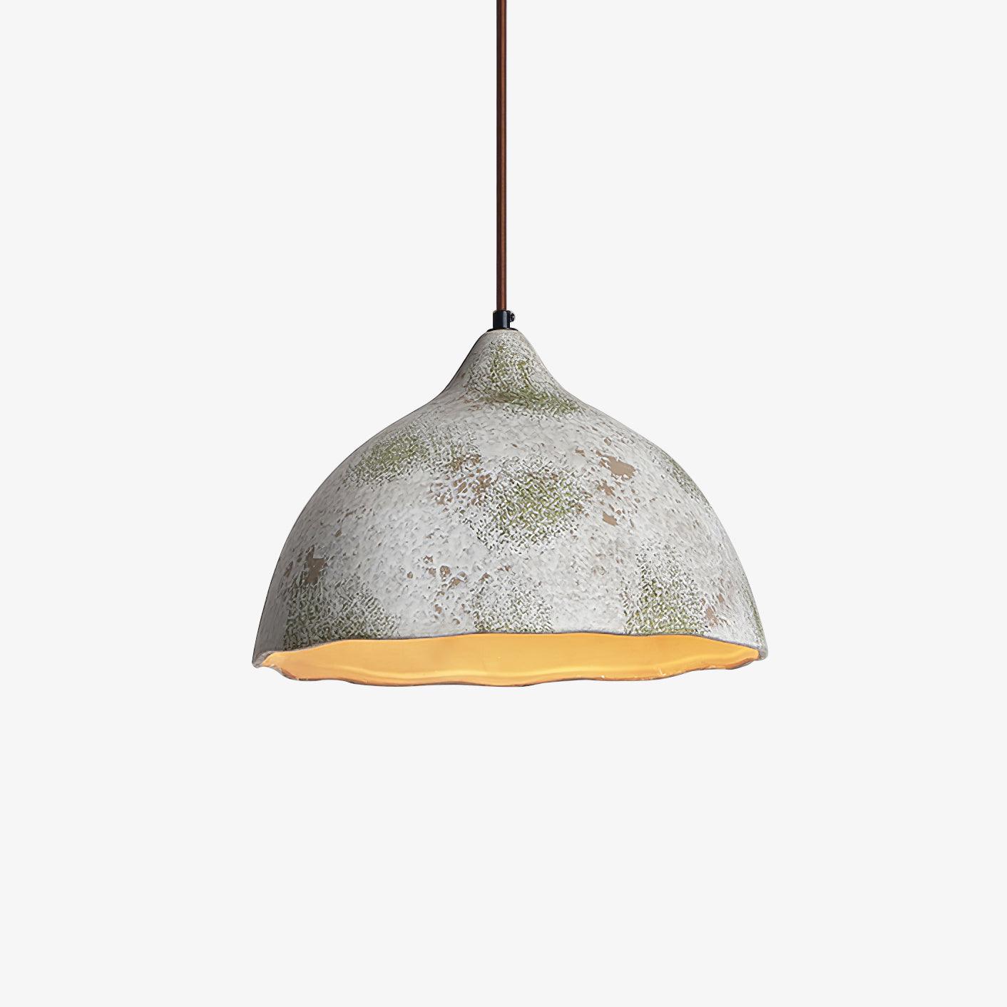 Pear Shape Ceramic Pendant Light ∅ 11.8″ x H 7.9″ / Dia 30cm x H 20cm / Grey ceramic & Dark wood Pendant light