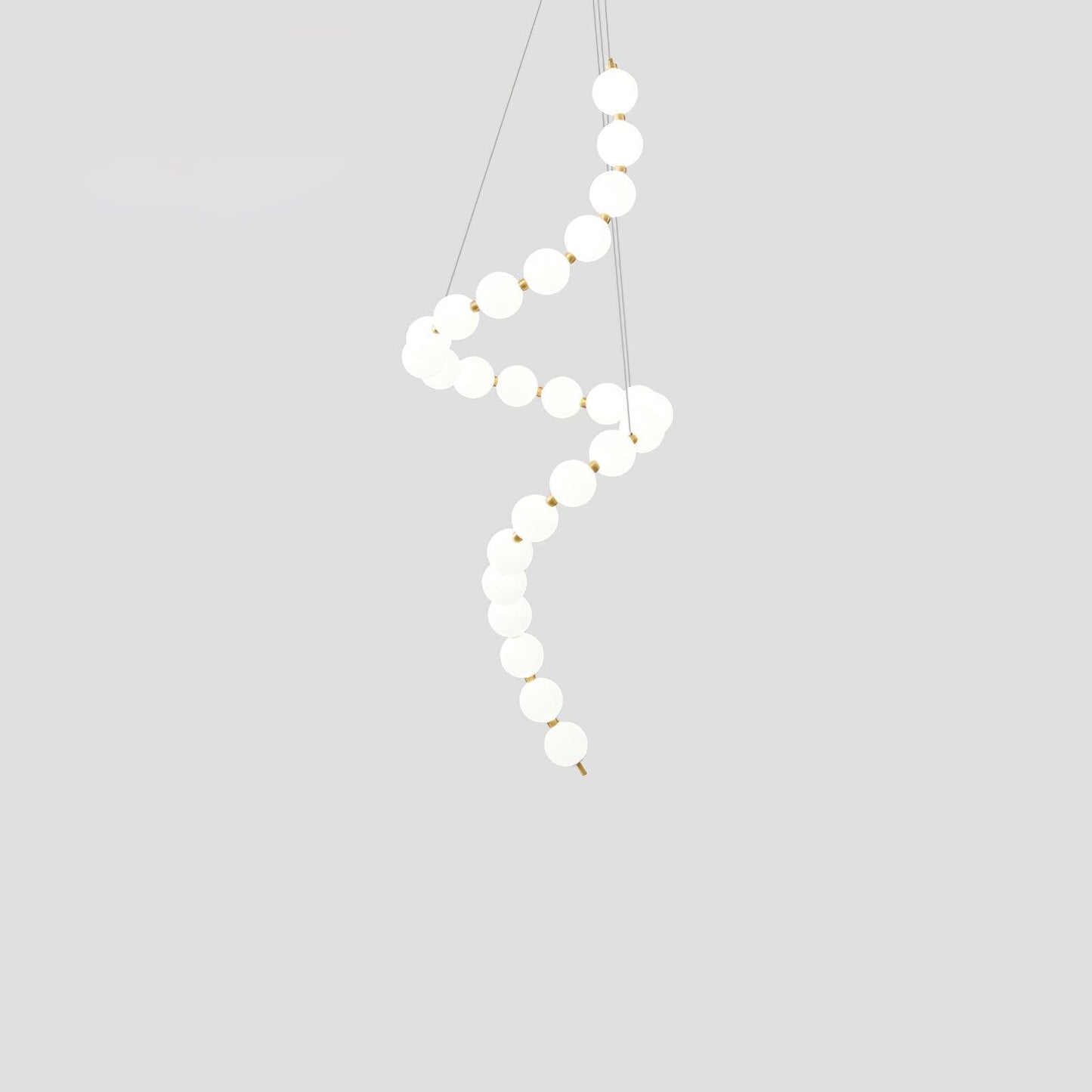 Glass Pearl Necklace Chandelier ∅ 27.6″ x H 78.7″ / Dia 70cm x H 200m / Brass & White / Warm Light Chandelier