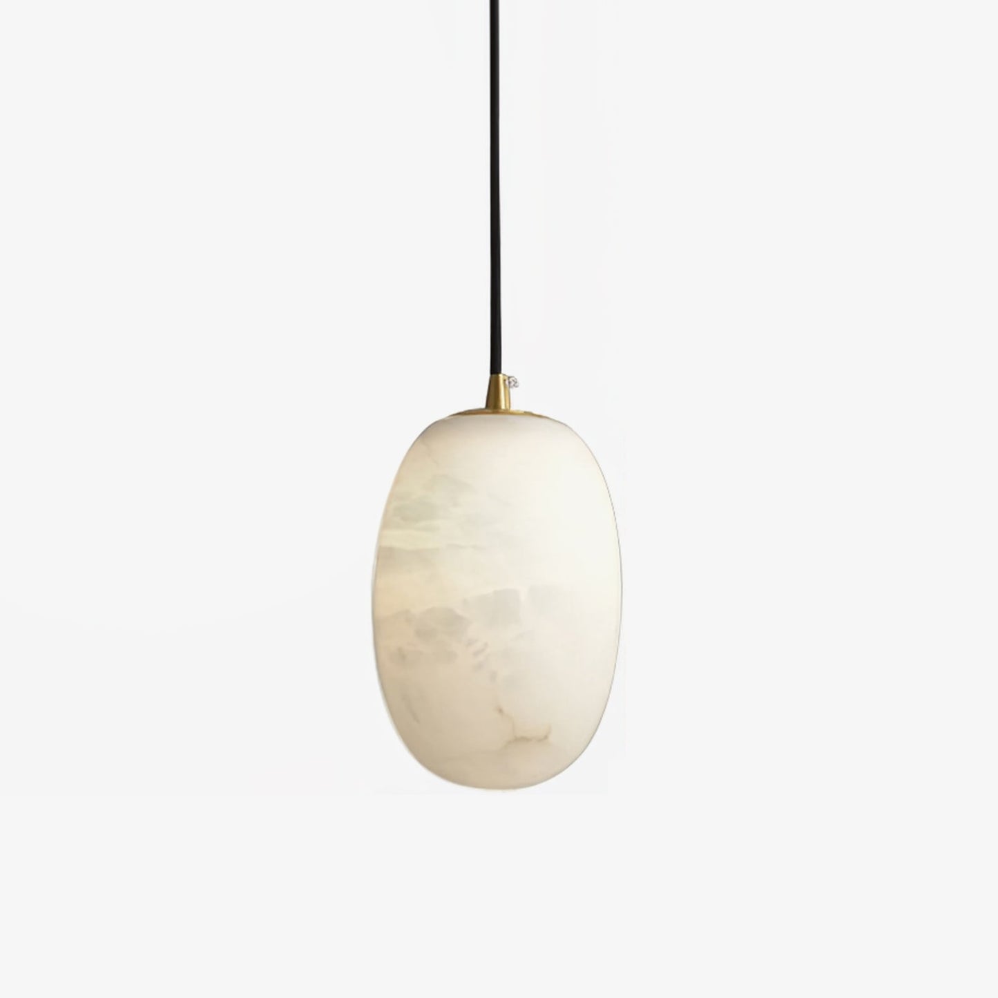 Pebble Alabaster Pendant Lamp ∅ 3.9″ x H 5.9″ / Dia 10cm x H 15cm / Brass & White Pendant light
