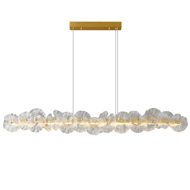 Petal Halo Chandelier Long style: L 69.4″ x W 3.9″ x H 5.9″ / Brass / Three-Color Changing Light Chandelier
