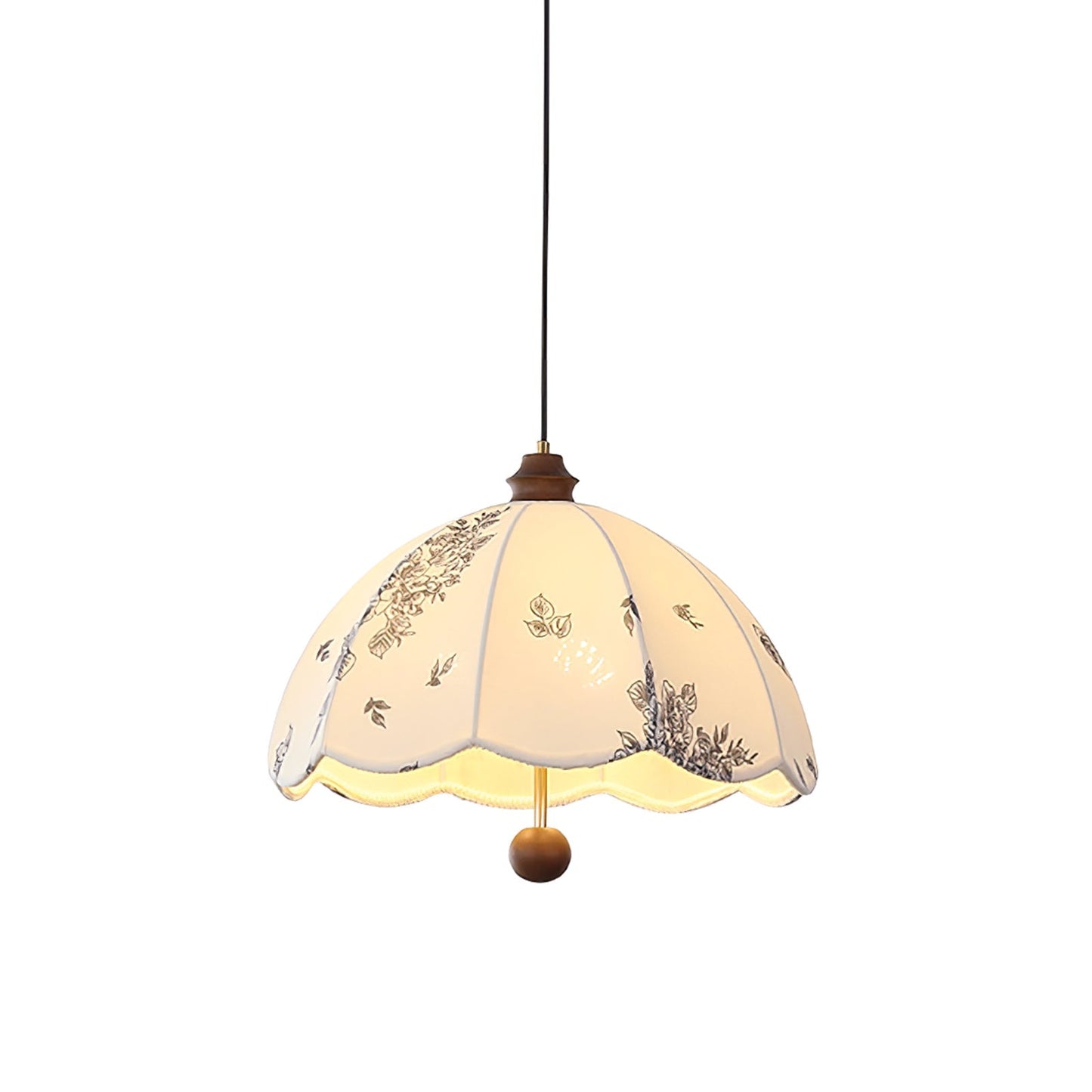 Petal Whisper Pendant Lamp ∅ 23.6″ x H 13.8″ / Walnut color & White Pendant light