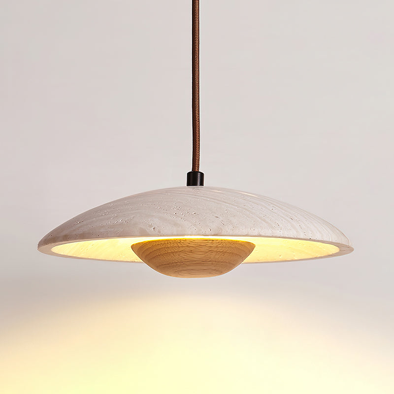 Solara Wood Pendant Lamp ∅ 9.8’’ x H 3.1’’ / Wood Color / Warm Light pendant Lamp