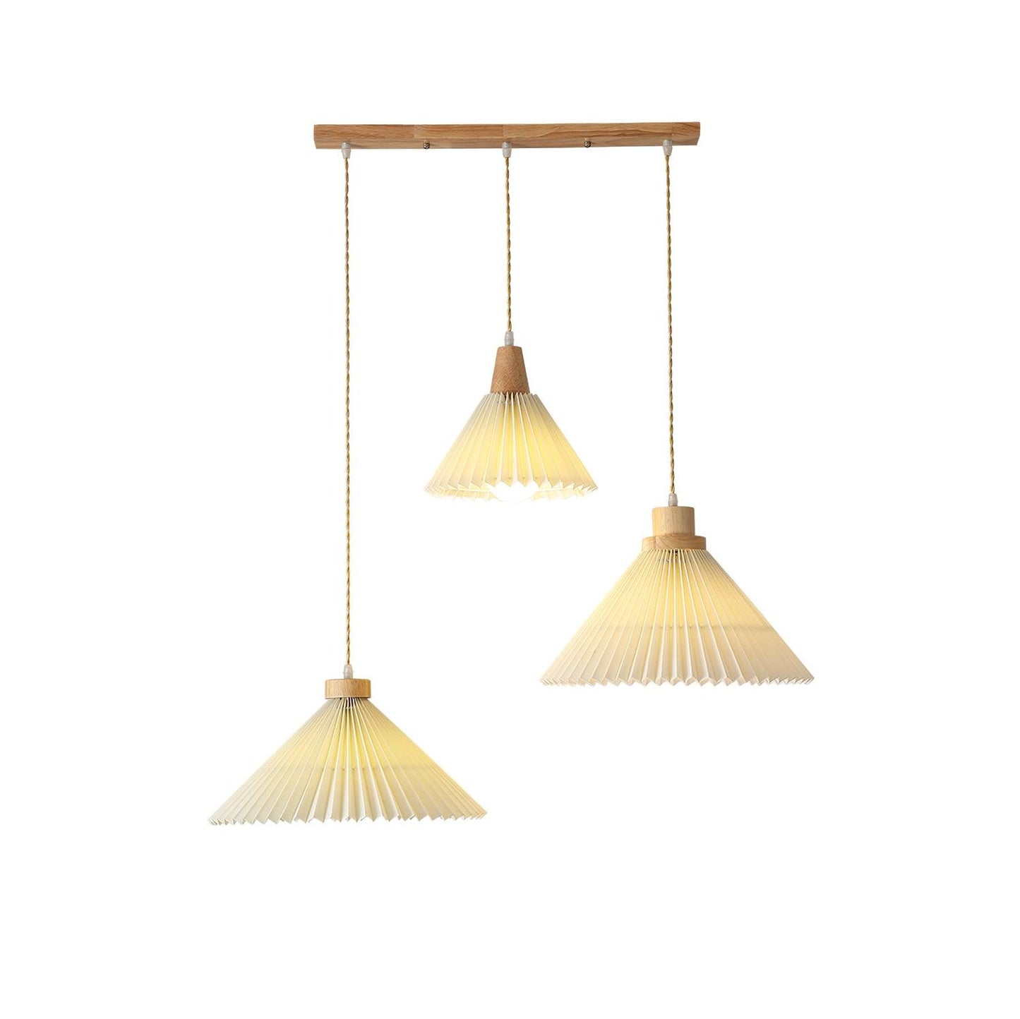 Pleated Wooden Pendant Light ∅ 31.5″ x H 59.1″ / Dia 80cm x H 150cm / Nature wood & Beige Pendant light
