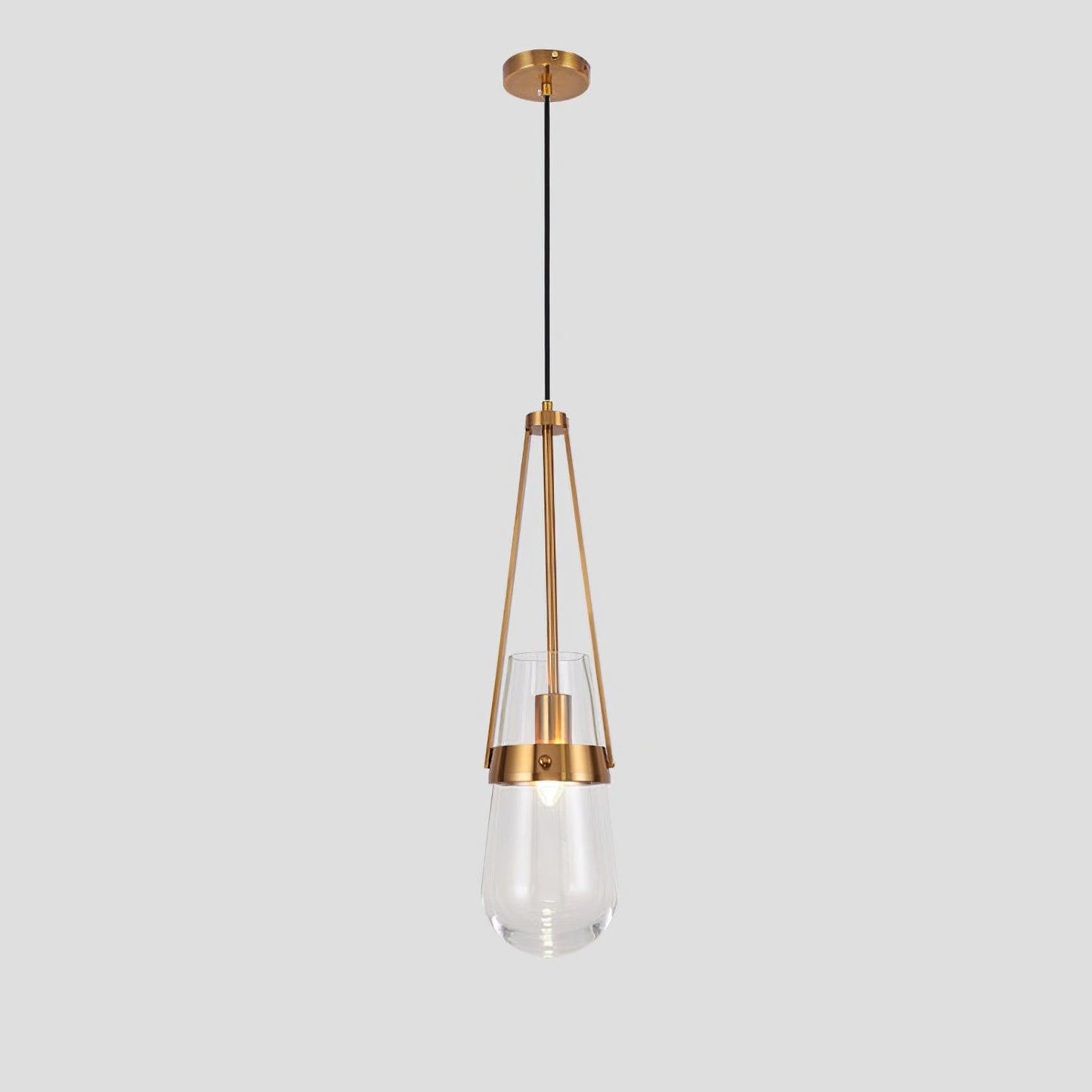 Poble Glass Pendant Light ∅ 4.7″ x H 19.7″ / Dia 12cm x H 50cm / Gold & Transparent Pendant light