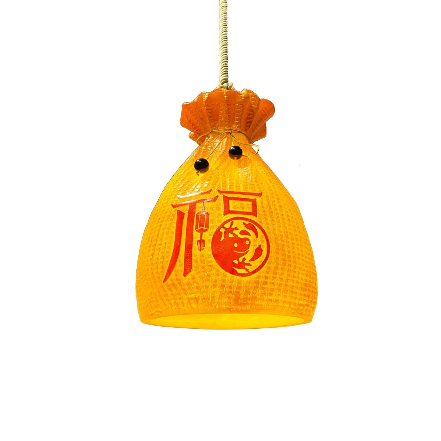 Prosperity Pouch Resin Pendant Lamp Model C ∅ 9.1″ x H 12.2″ / Dia 23cm x H 31cm / Orange Pendant light