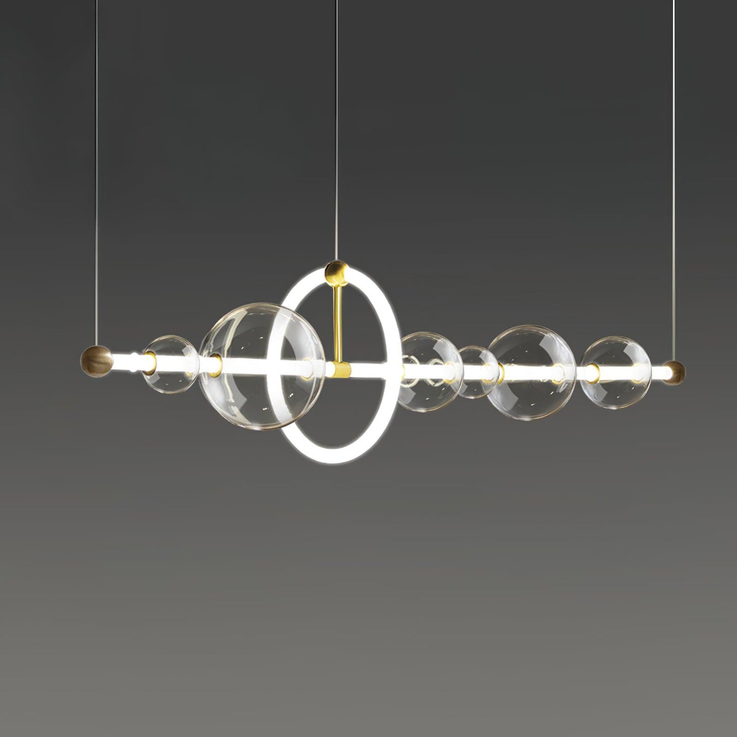 Puppet Pendant Light L 120cm x W 30cm x H 30cm / L 47.2″ x W 11.8″ x H 11.8″ / Gold + Clear / Warm Light Pendant light