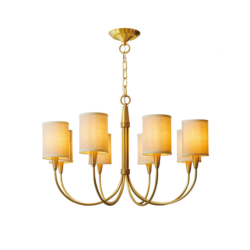 Quincy Chandelier 8 Heads ∅ 31.5″ x H 19.7″ / Dia 80cm x H 50cm / Brass & White Chandelier