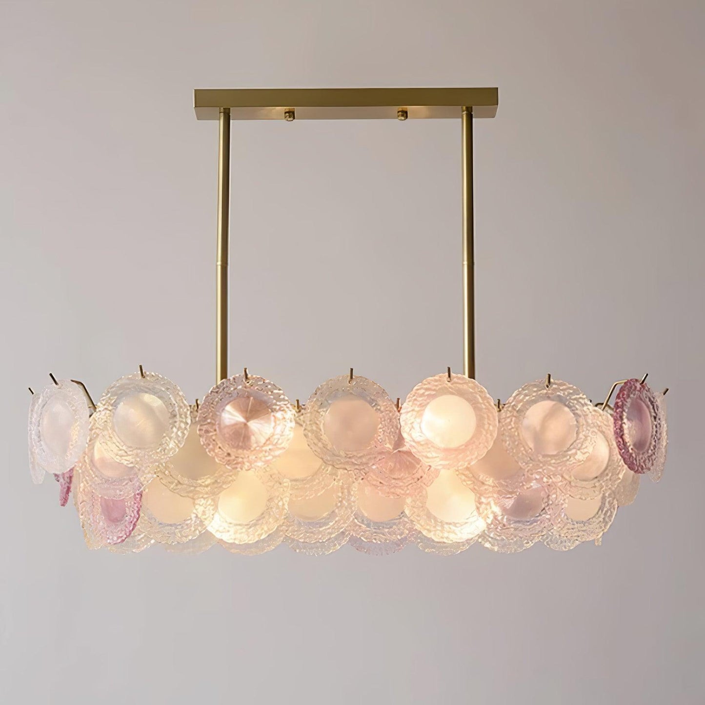 Rainbow Chandelier Long canopy Dia 80cm x H 27cm / ∅ 31.5″ x H 10.6″ / Gold & Pink & White Chandelier