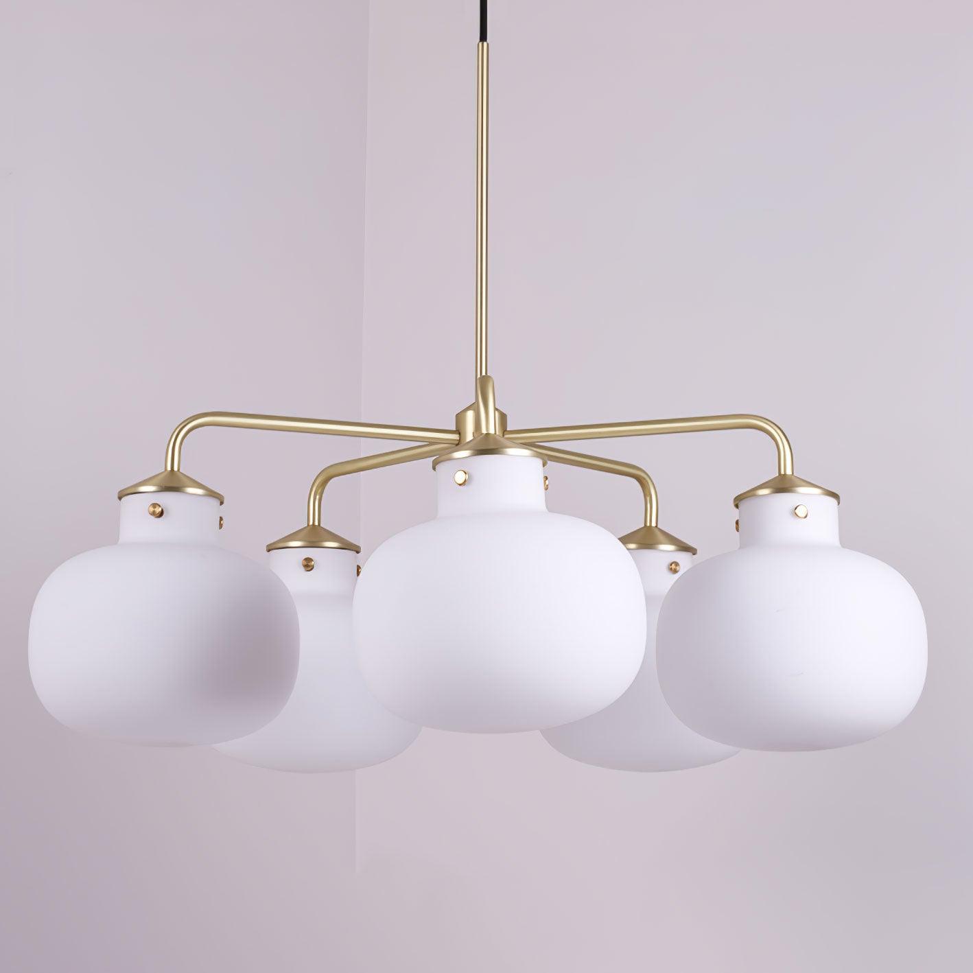 Raito Pendant Lamp 5 heads ∅ 26.4″ x H 7.9″ / Dia 67cm x H 20cm / Gold & White Pendant light