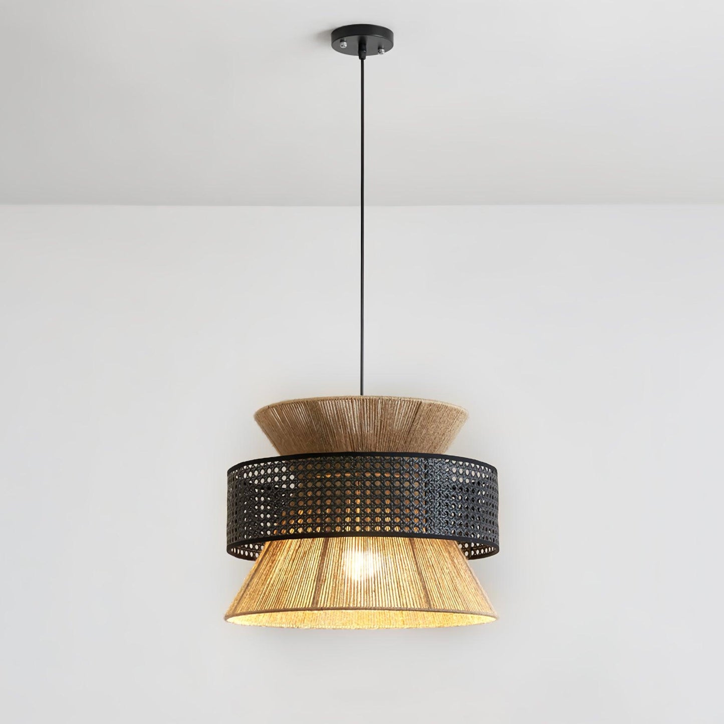 Rattan Bamboo Pendant Lamp ∅ 23.6″ x H 17.7″ / Dia 80cm x H 55cm / Nature rattan color & Black bamboo color Pendant