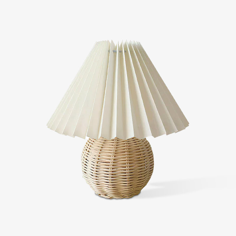 Rattan Pleated Built-in Battery Table lamp ∅ 9.4″ x H 11″ / Dia 24cm x H 28cm / White 灯具