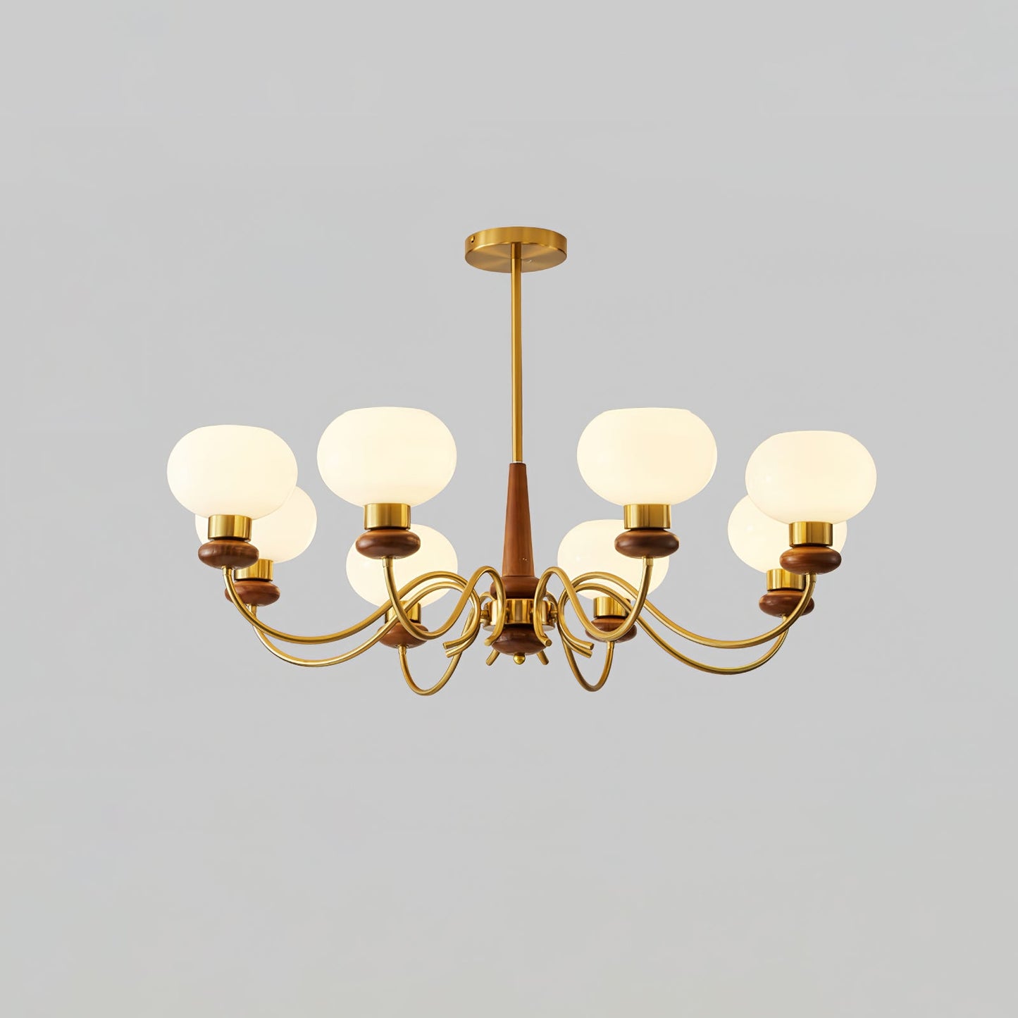 Regency Globe Chandelier 8 heads ∅ 41.3″ x H 23.6″ / Walnut Color & Gold Chandelier