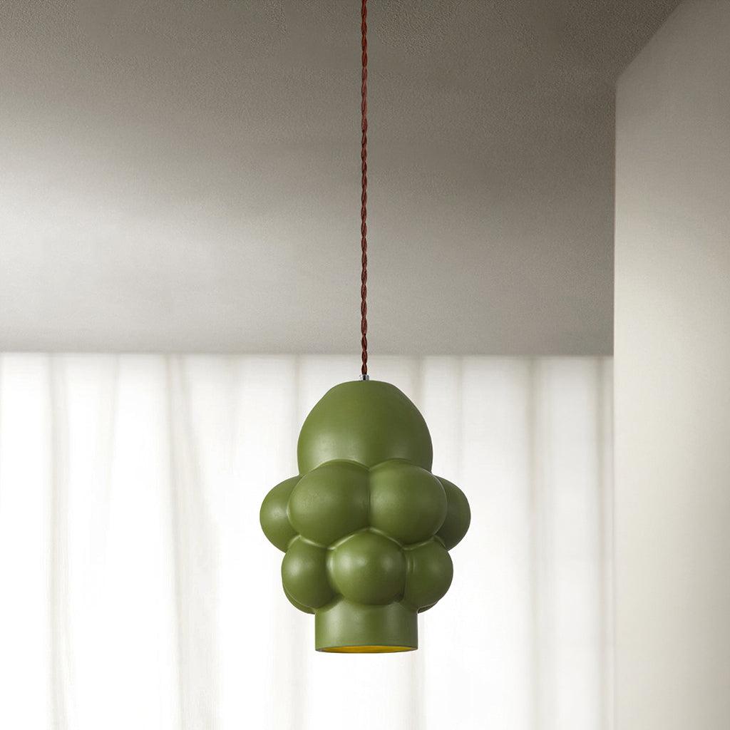 Resin Cream Pendant Lamp Dia 24cm x H 32cm / ∅ 9.4″ x H 12.6″ / Green Pendant light