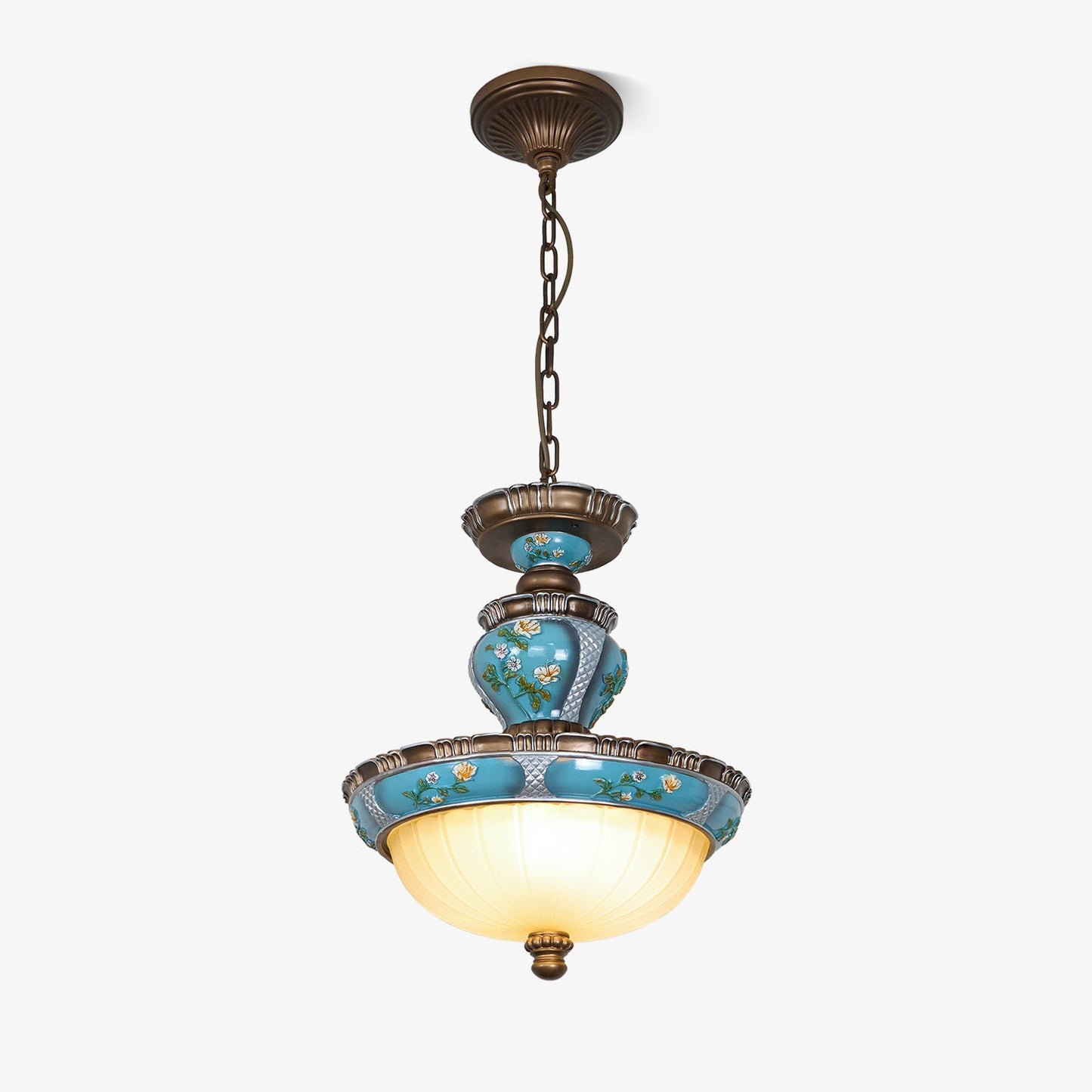 Retro Floral Resin Pendant Light ∅ 15″ x H 18.3″ / Dia 38cm x H 46.5cm / Blue Pendant light