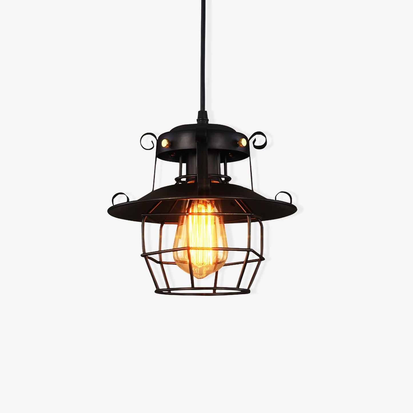 Retro Birdcage Pendant Light ∅ 8.7″ x H 8.7″ / Dia 22cm x H 22cm / Black Pendant light