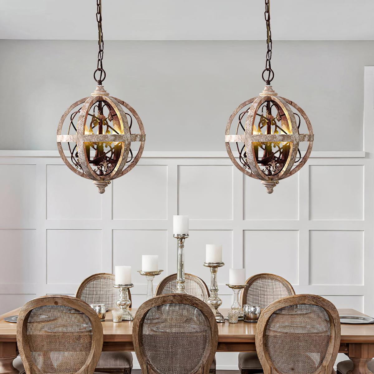 Retro Globe Weathered Chandelier Chandelier